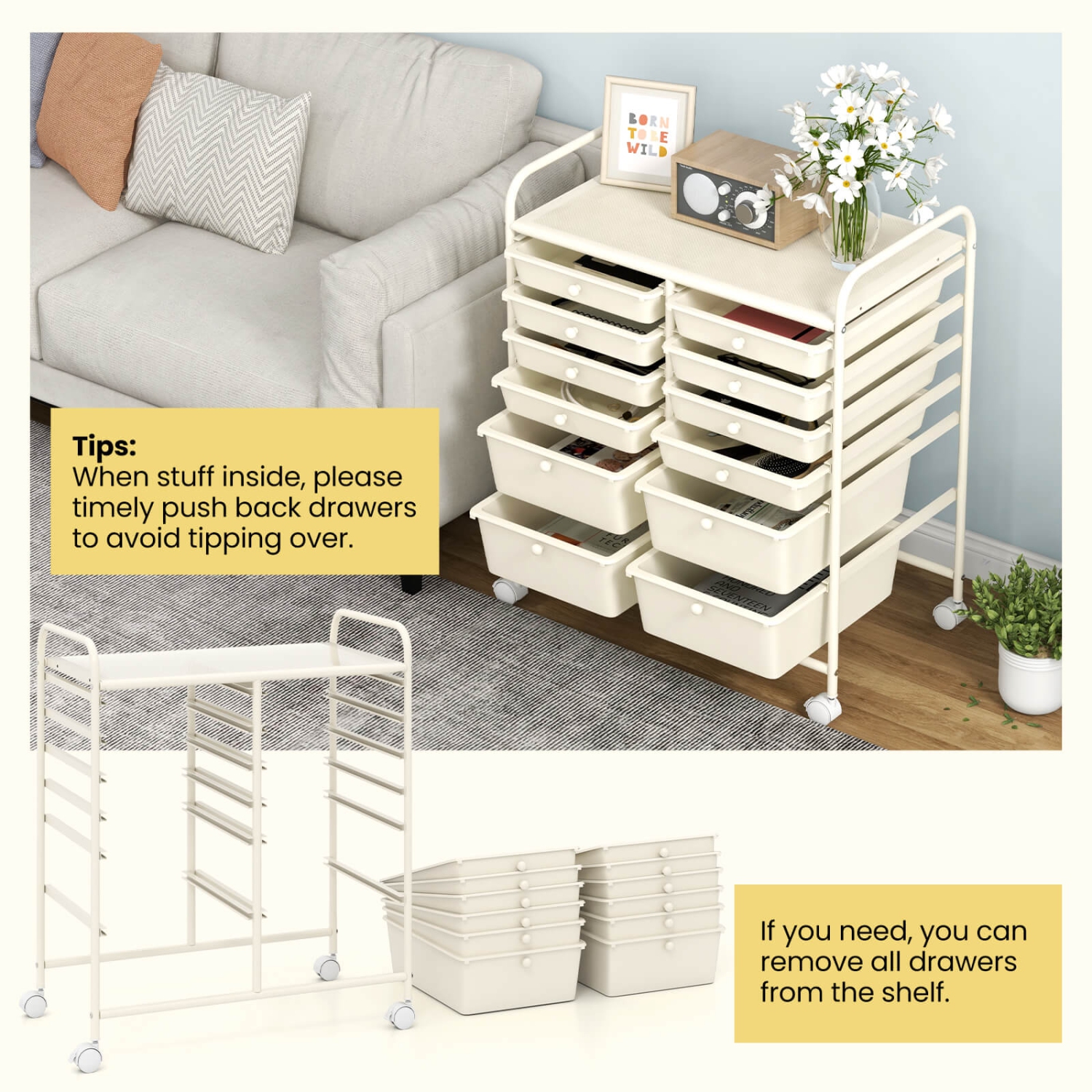 Chariot roulant à 12 tiroirs de Costway, bacs de rangement Mutlicolor Scrapbook Paper Studio