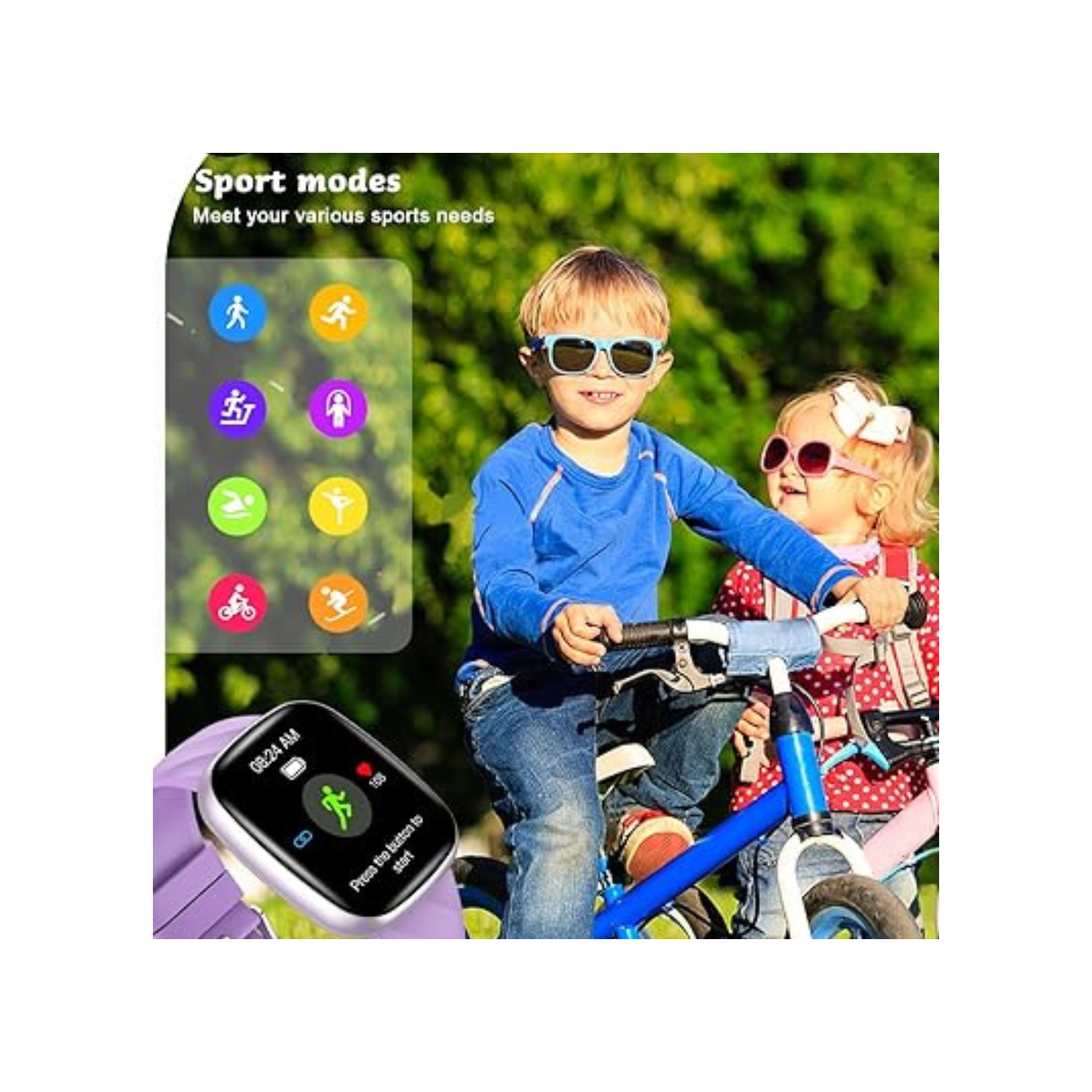 Smartwatch for Kids, Smartwatch Fitness Tracker for Boys Girls, Children's Activity Watch 37 Sports Modes SMS Notification, Full Touchscreen for Boys
