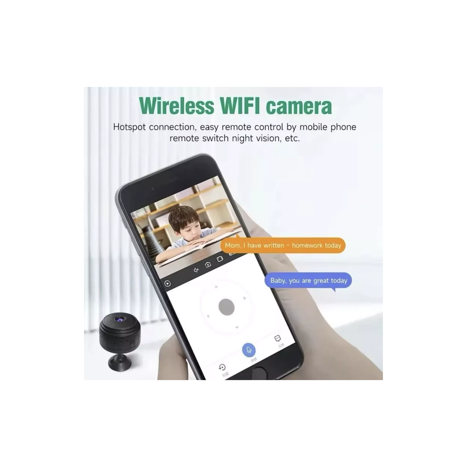 Ensemble de 2 mini caméras de surveillance HD Wi-Fi sans fil pour la sécurité de la maison intelligente avec application pour téléphone, vidéo en