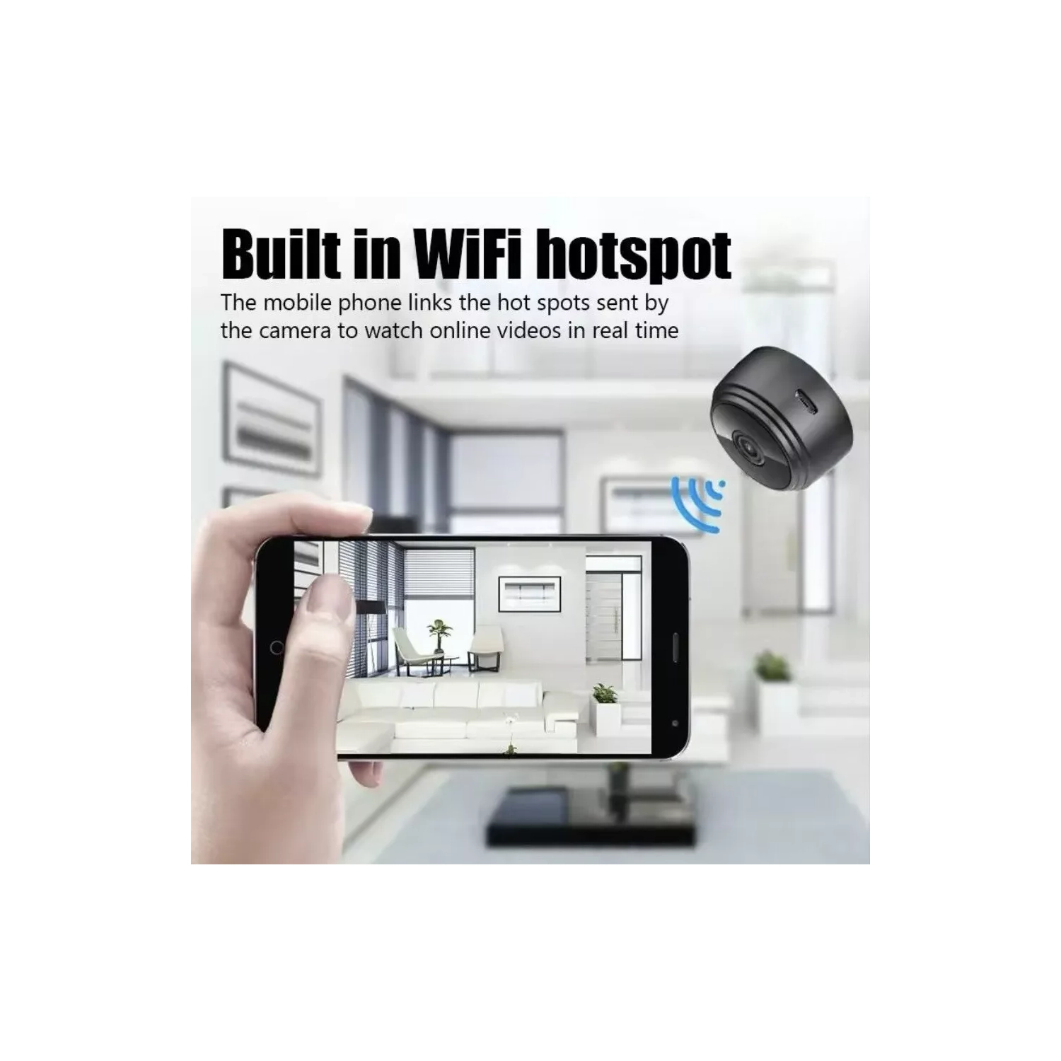 Ensemble de 2 mini caméras de surveillance HD Wi-Fi sans fil pour la sécurité de la maison intelligente avec application pour téléphone, vidéo en