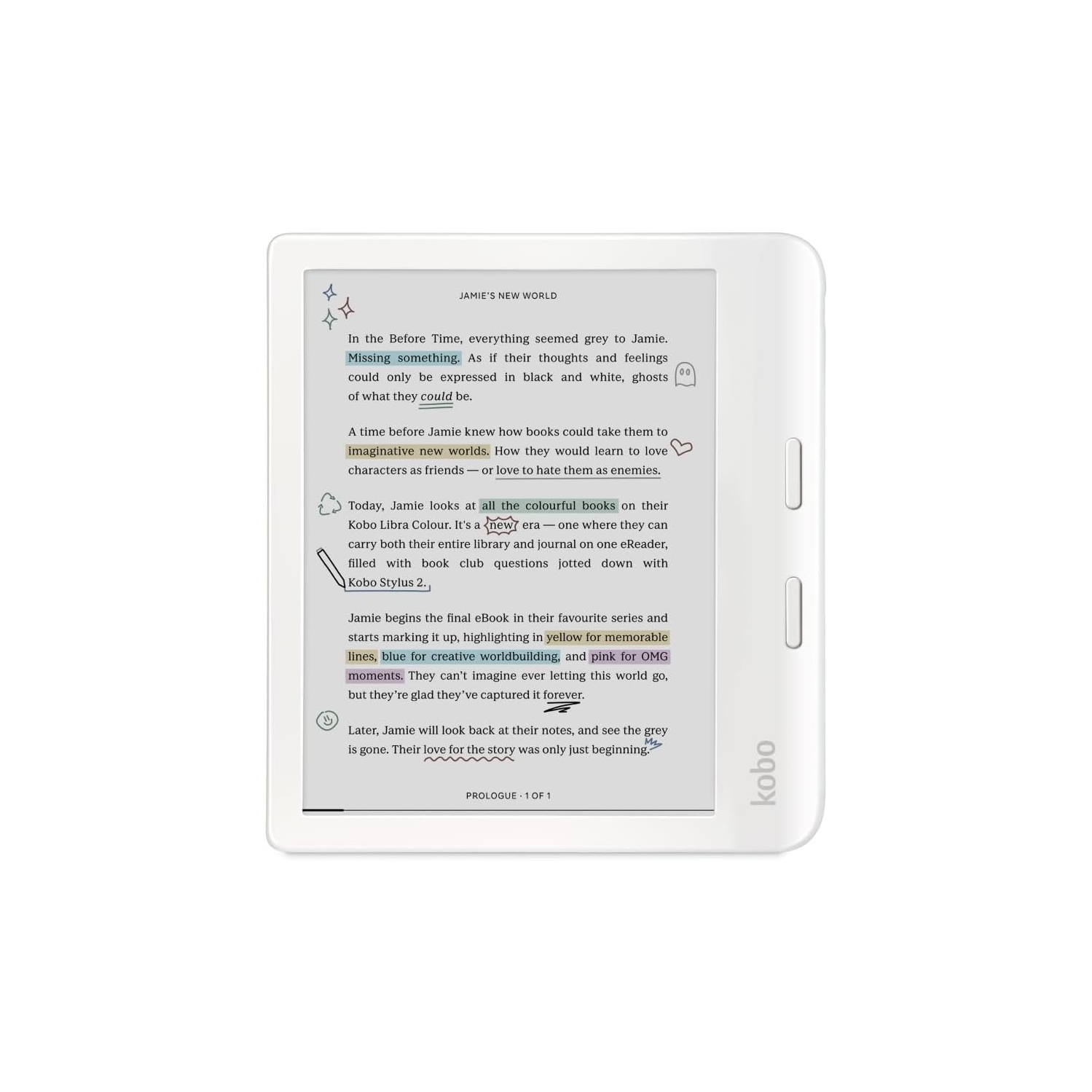 Refurbished - Kobo Libra Colour 7" Digital eReader with Touchscreen - White