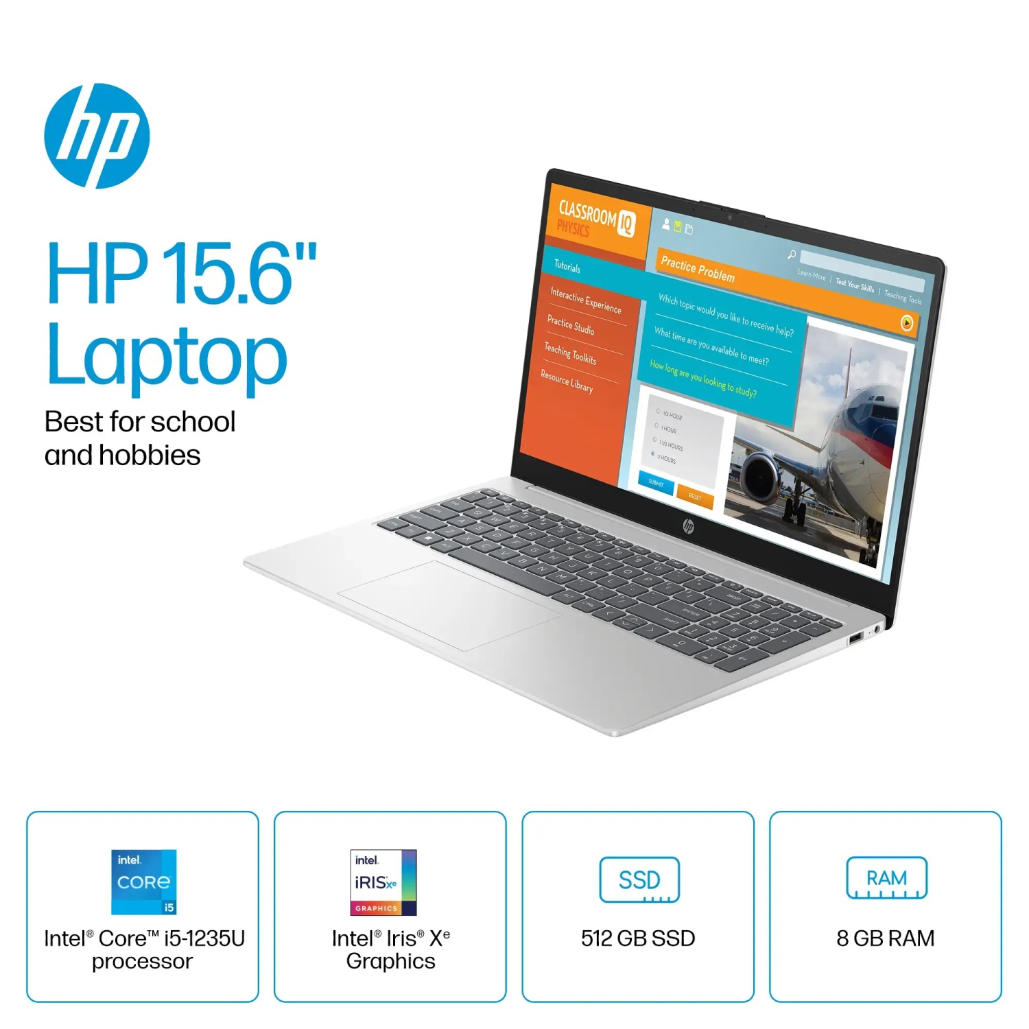 HP – Portable tactile de 6&nbsp;po pour étudiants et entreprises – Core i5-1235u d'Intel – Mémoire 32&nbsp;Go – SSD d'2&nbsp;To – Argenté naturel –