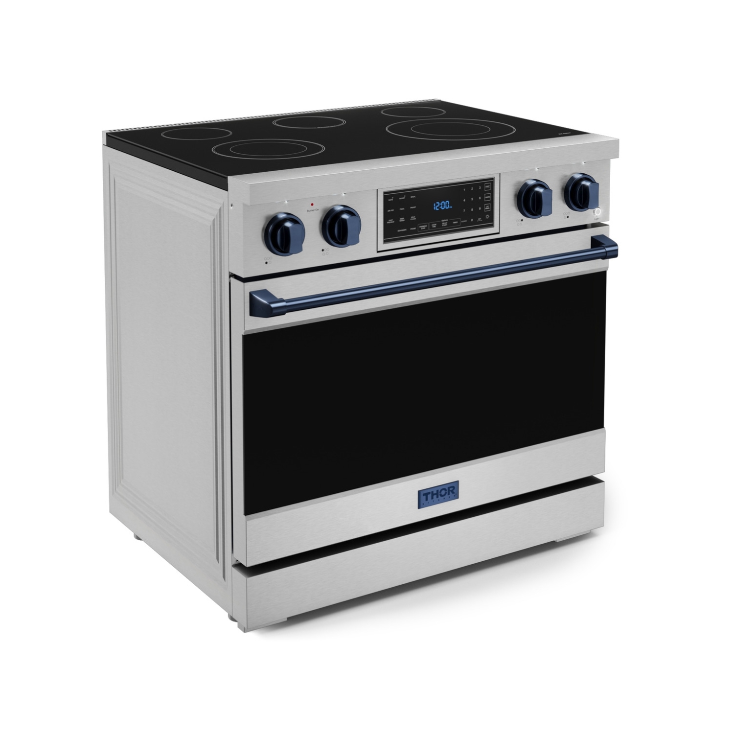 Gordon Ramsay by THOR Kitchen 36 Inch Professional Electric Range with Tilt Panel Touch Control in Stainless Steel/Navy Blue
