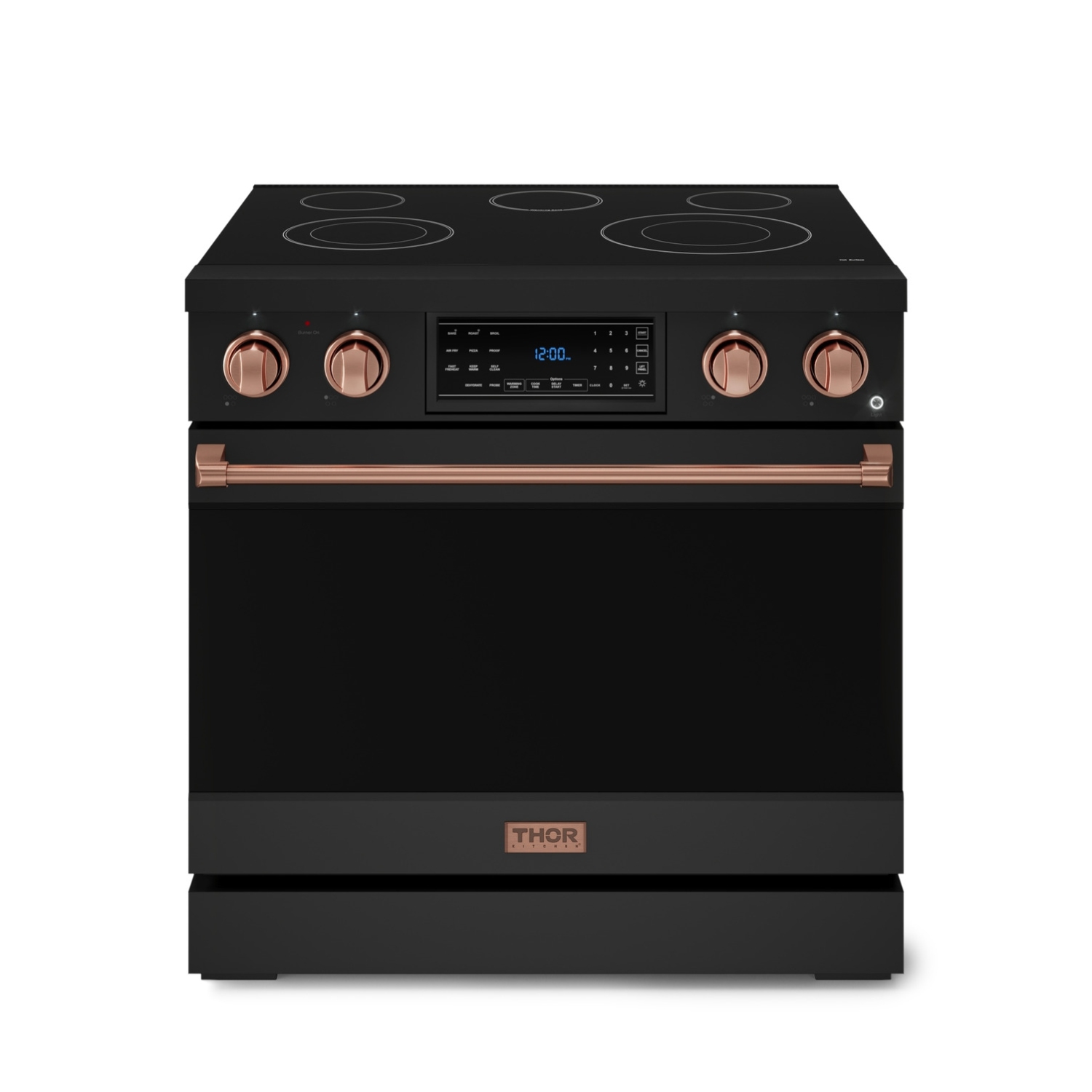 Gordon Ramsay by THOR Kitchen 36 Inch Professional Electric Range with Tilt Panel Touch Control in Black/Rose Gold