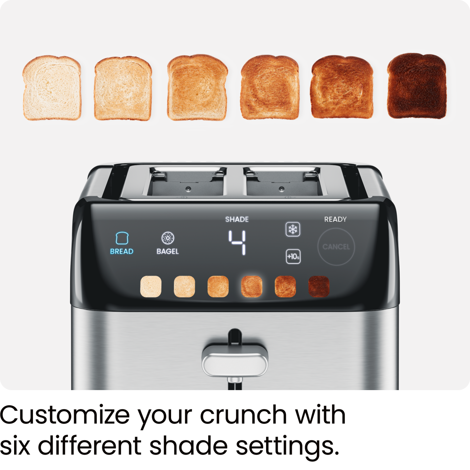 Chefman Smart Touch 2 Slice Digital Toaster, 6 Shade Settings, Stainless Steel Toaster 2 Slice with Extra-Wide Slots, Thick Bread Toaster and Bagel