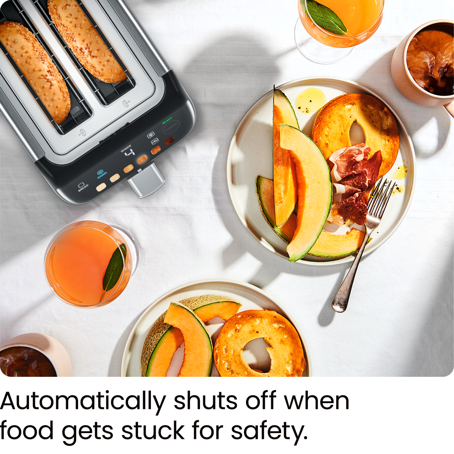 Chefman Smart Touch 2 Slice Digital Toaster, 6 Shade Settings, Stainless Steel Toaster 2 Slice with Extra-Wide Slots, Thick Bread Toaster and Bagel