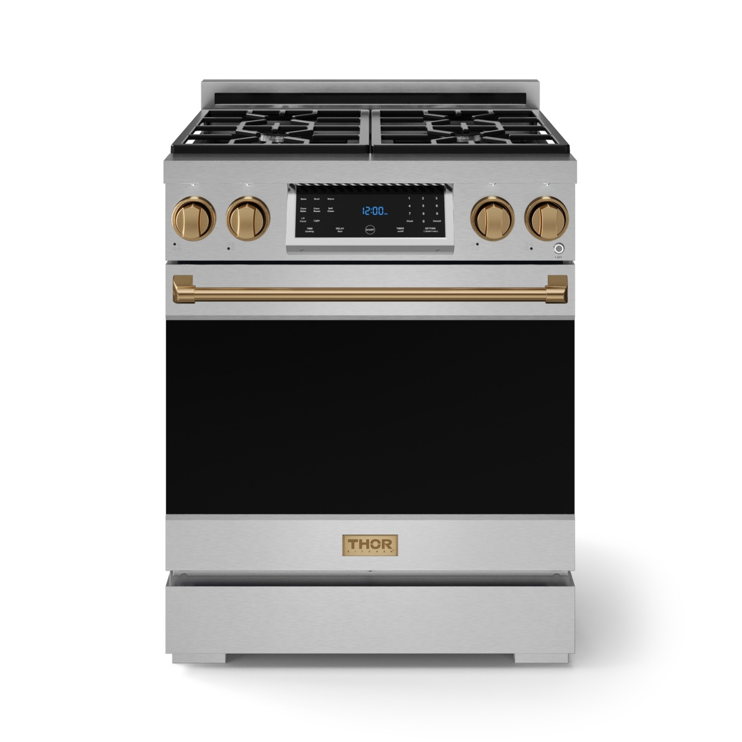Gordon Ramsay by THOR Kitchen 30 Inch Professional Gas Range with Tilt Panel Touch Control in Stainless Steel/Bronze