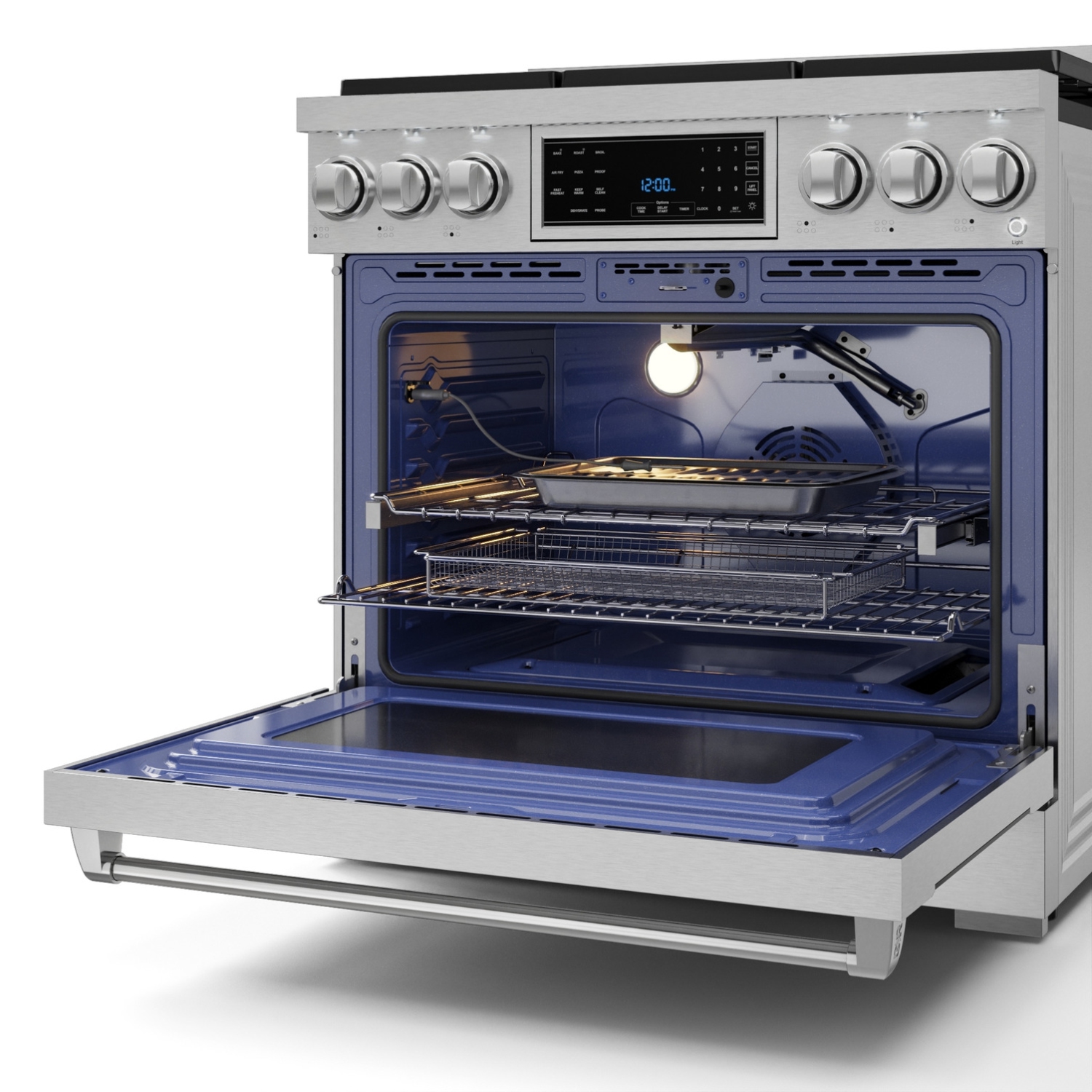 Cuisinière au gaz professionnelle de 36&nbsp;po Gordon Ramsay de THOR Kitchen avec panneau inclinable et commandes tactiles en acier inoxydable