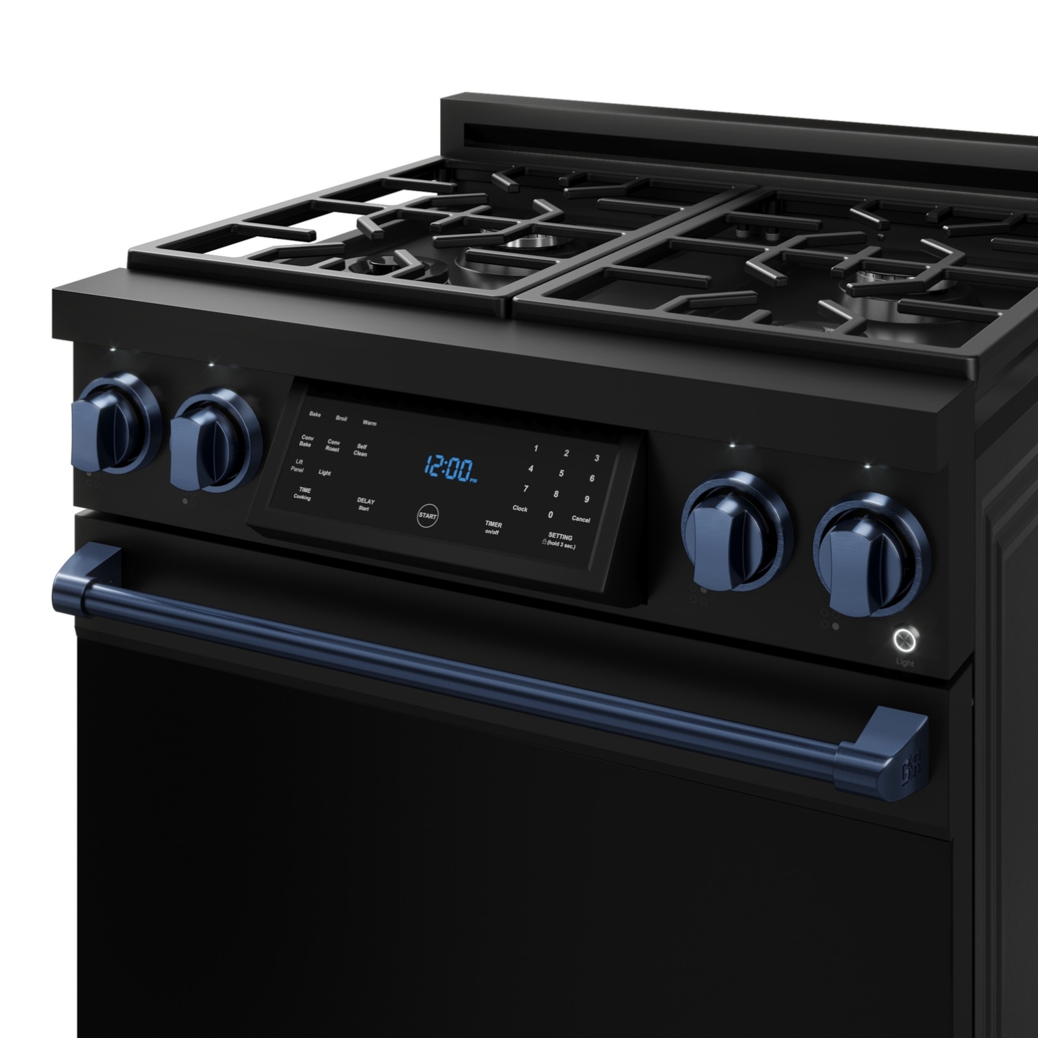 Gordon Ramsay by THOR Kitchen 30 Inch Professional Gas Range with Tilt Panel Touch Control in Black/Navy Blue