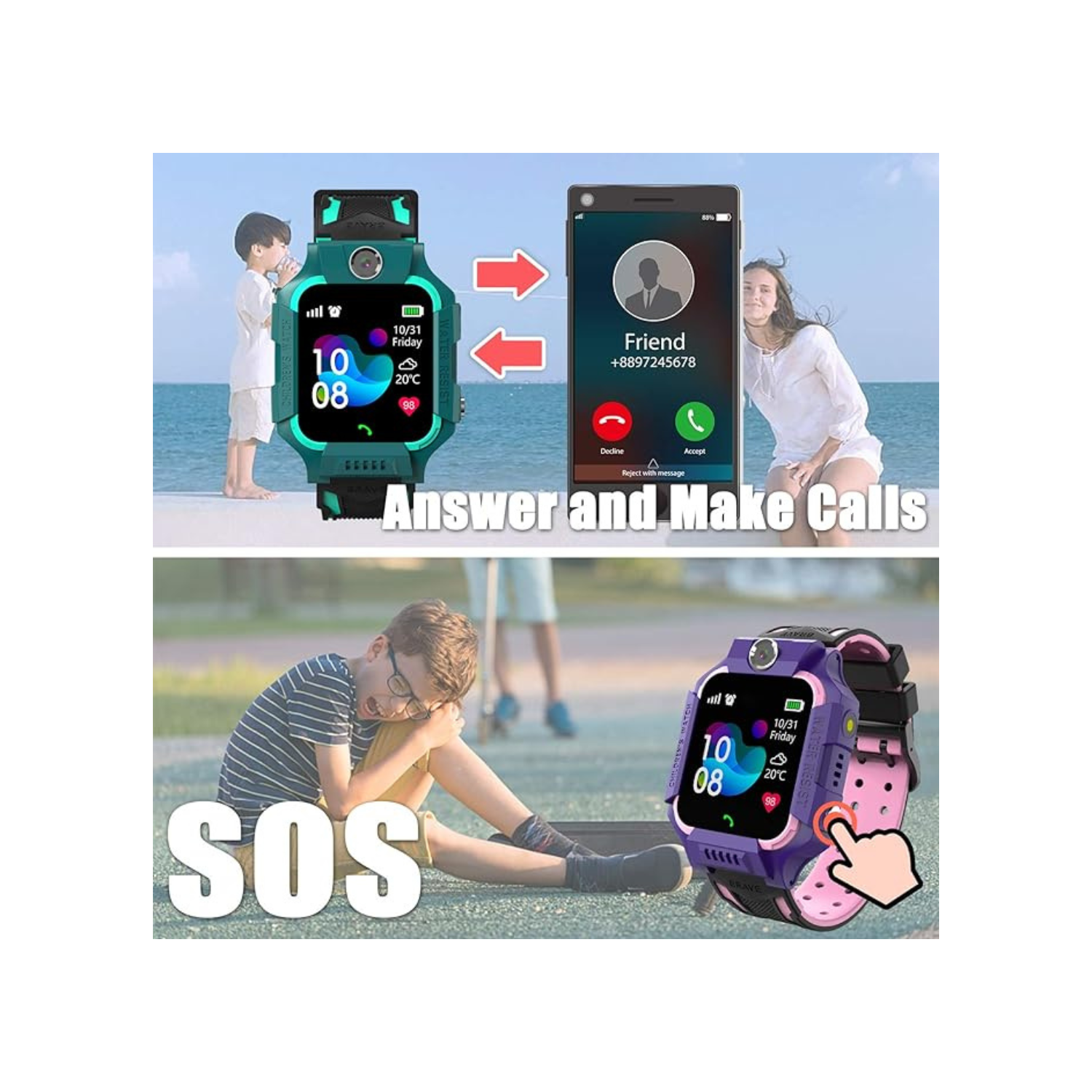 Smart Watch Phone Gift for Kids - Children Smartwatch Boys Girls with 14 Puzzle Games Music MP3 Player HD Selfie Camera Calculator Alarms Timer 12/24
