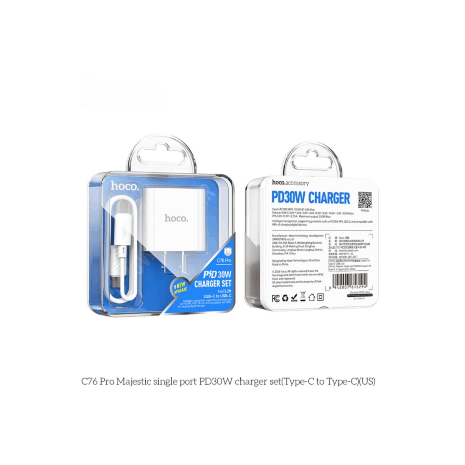 PD 30W Charger Set | 1m Type-C to Type-C Cable & Power Adapter - Future Gadgets