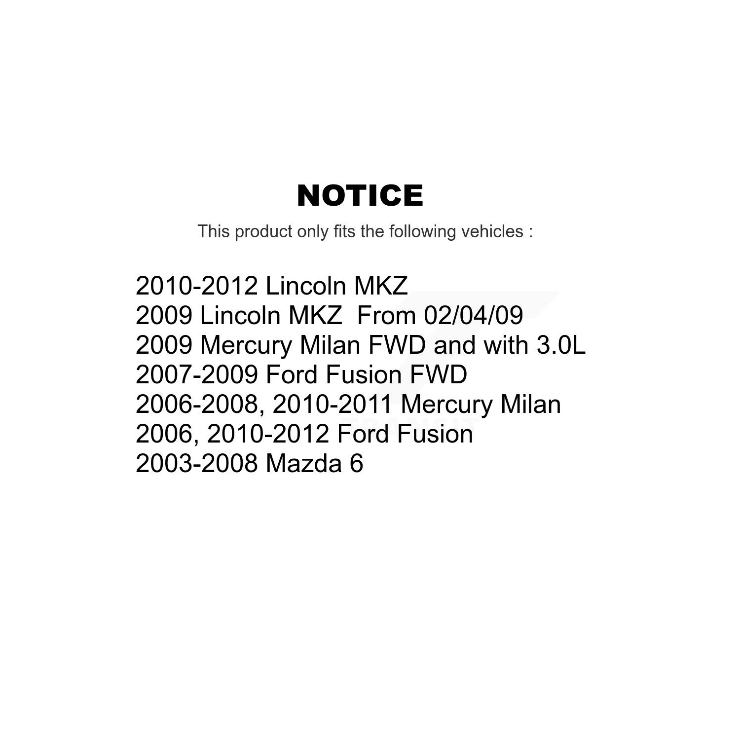 Front To Frame Suspension Stabilizer Bar Bushing Kit TOR-K200627 For Ford Fusion Mazda 6 Lincoln MKZ