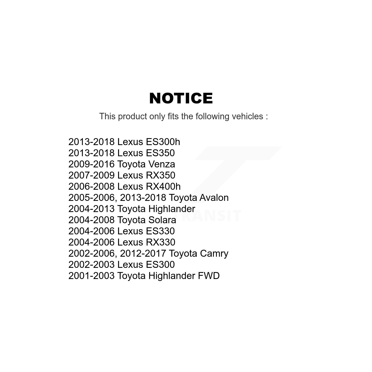 Rear Suspension Stabilizer Bar Link Kit TOR-K90345 For Toyota Camry Venza Highlander Lexus RX350