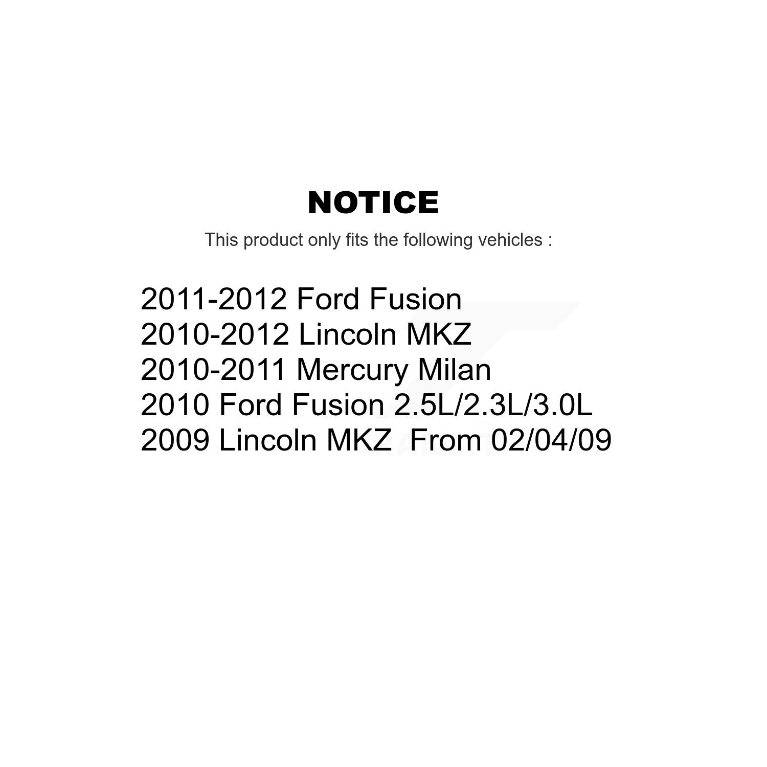 TOR-K750415 de biellette de barre stabilisatrice de suspension avant pour Ford Fusion Lincoln MKZ Mercury Milan