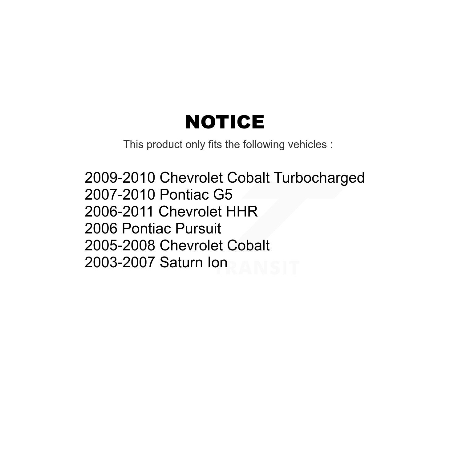 TOR-K200522 du bras de suspension inférieur arrière pour Chevrolet Cobalt Pontiac G5 Saturn Ion HHR