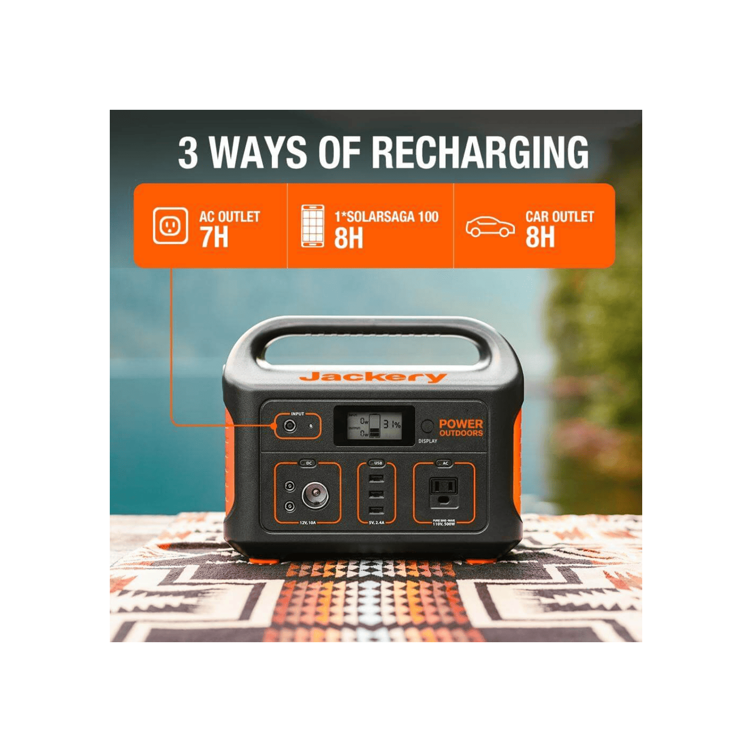 Station d'alimentation portative Explorer 550 de Jackery, batterie au lithium-ion 550&nbsp;Wh, sortie 500&nbsp;W, générateur solaire pour les voyages