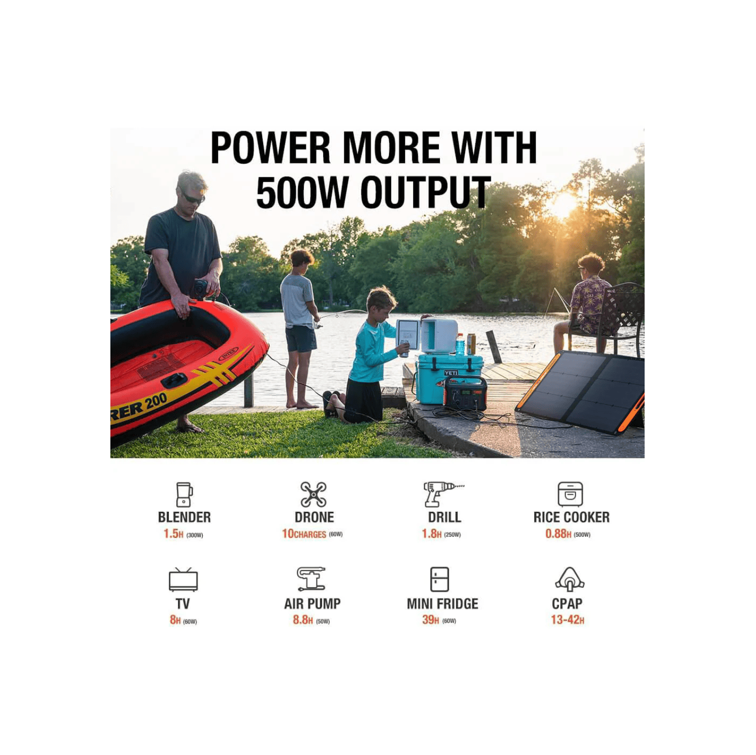 Station d'alimentation portative Explorer 550 de Jackery, batterie au lithium-ion 550&nbsp;Wh, sortie 500&nbsp;W, générateur solaire pour les voyages