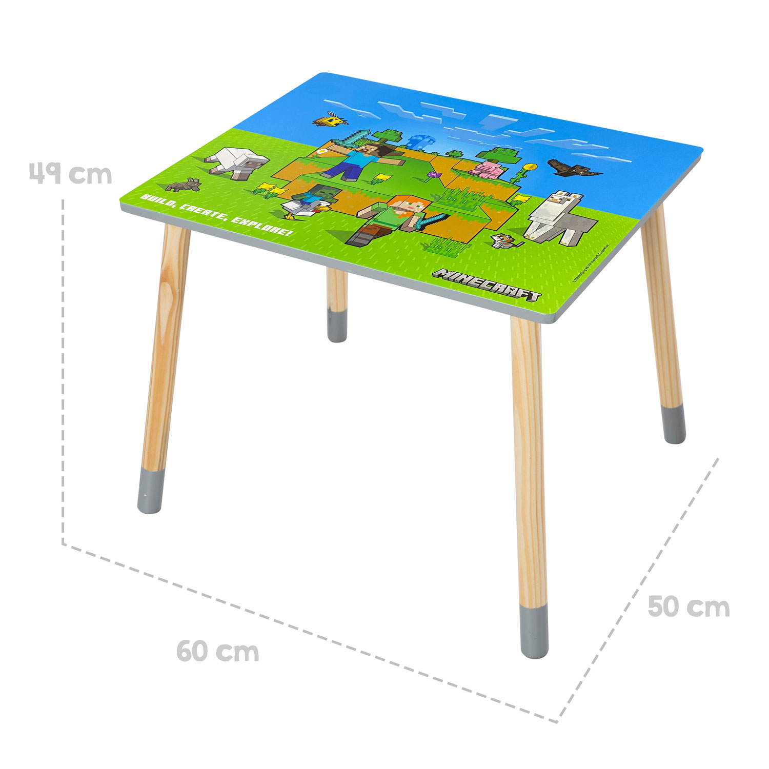 Ensemble 3 pièces avec table et chaises pour enfants Minecraft - Vert/Bleu