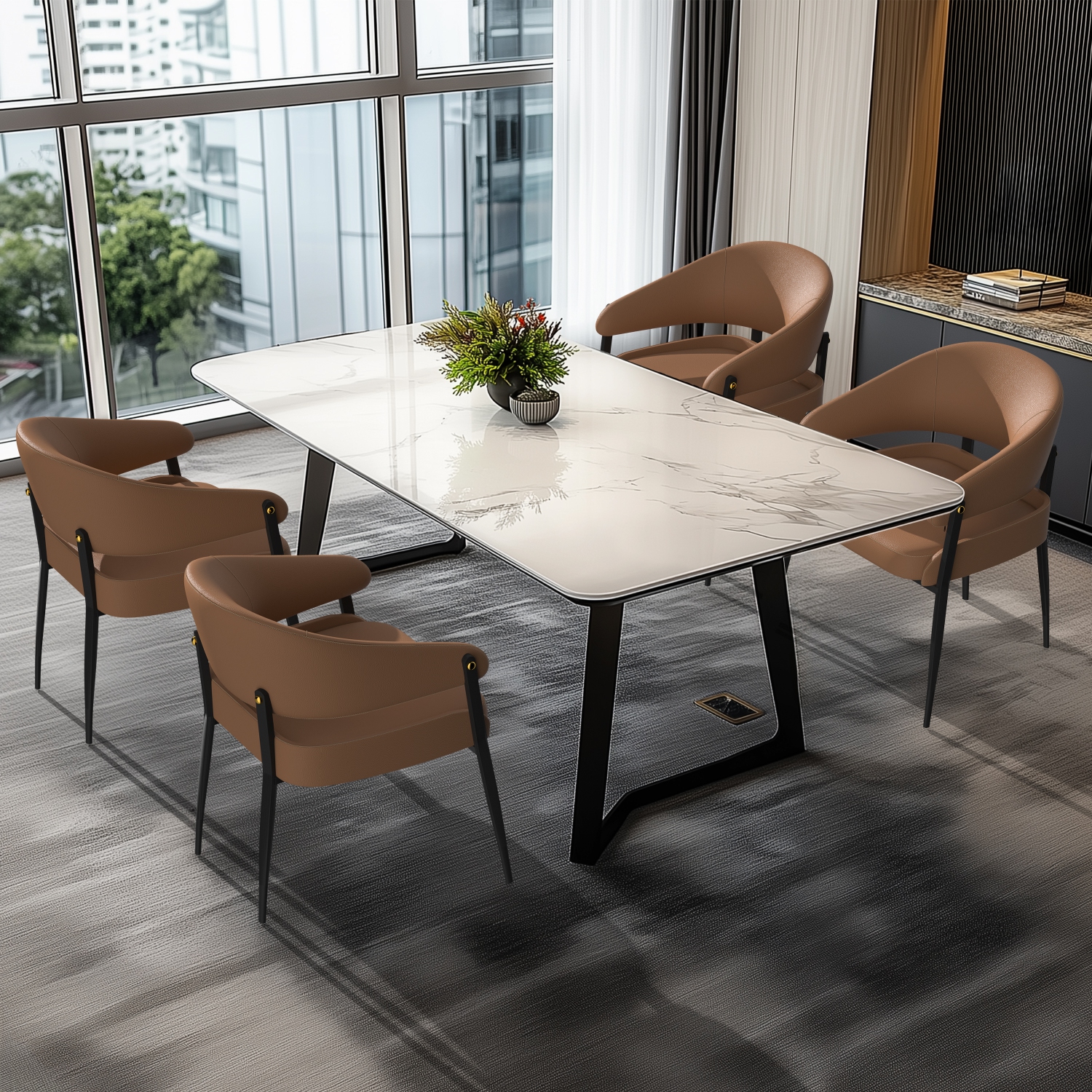 Luxury Dining Chairs: Set of 2 Leisure Dining Chairs Microfiber Leather Kitchen Chairs Occasional Chairs with Soft Backrest and Padded Seat for