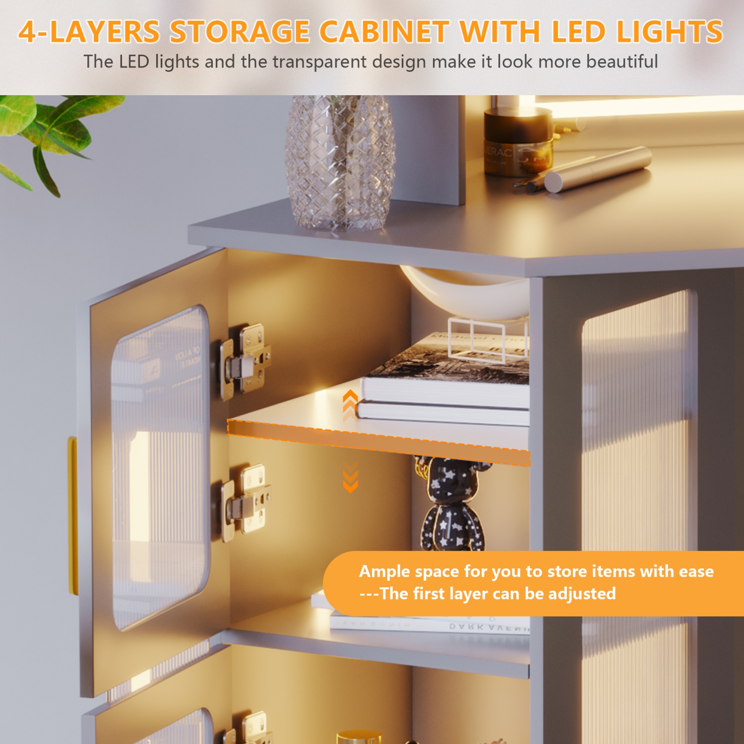 Coiffeuse Vlsrka avec miroir et lampes, coiffeuse à maquillage avec station de recharge, table à langer avec 3 options d'éclairage, ensemble