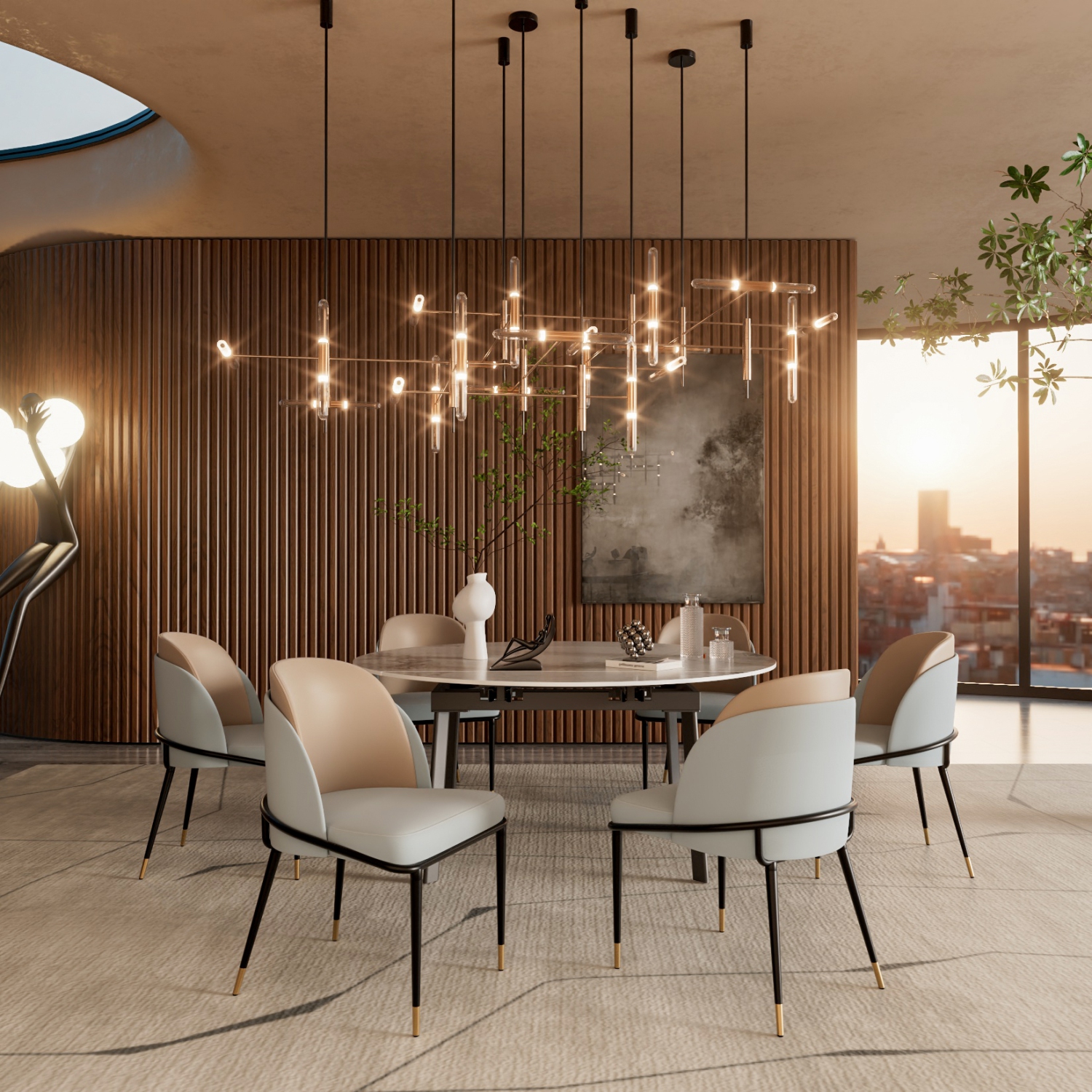 Upscale Two Toned Dining Chairs:Set of 2 Microfiber Leather Dining Chair with Breathable Sponge Cushion Antioxidant Metal Legs Soft Backrest for