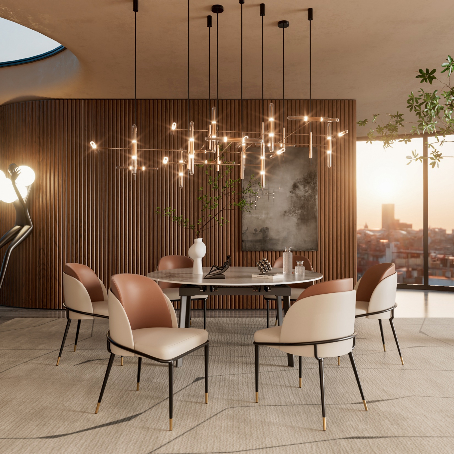 Upscale Two Toned Dining Chairs:Set of 2 Microfiber Leather Dining Chair with Breathable Sponge Cushion Antioxidant Metal Legs Soft Backrest for