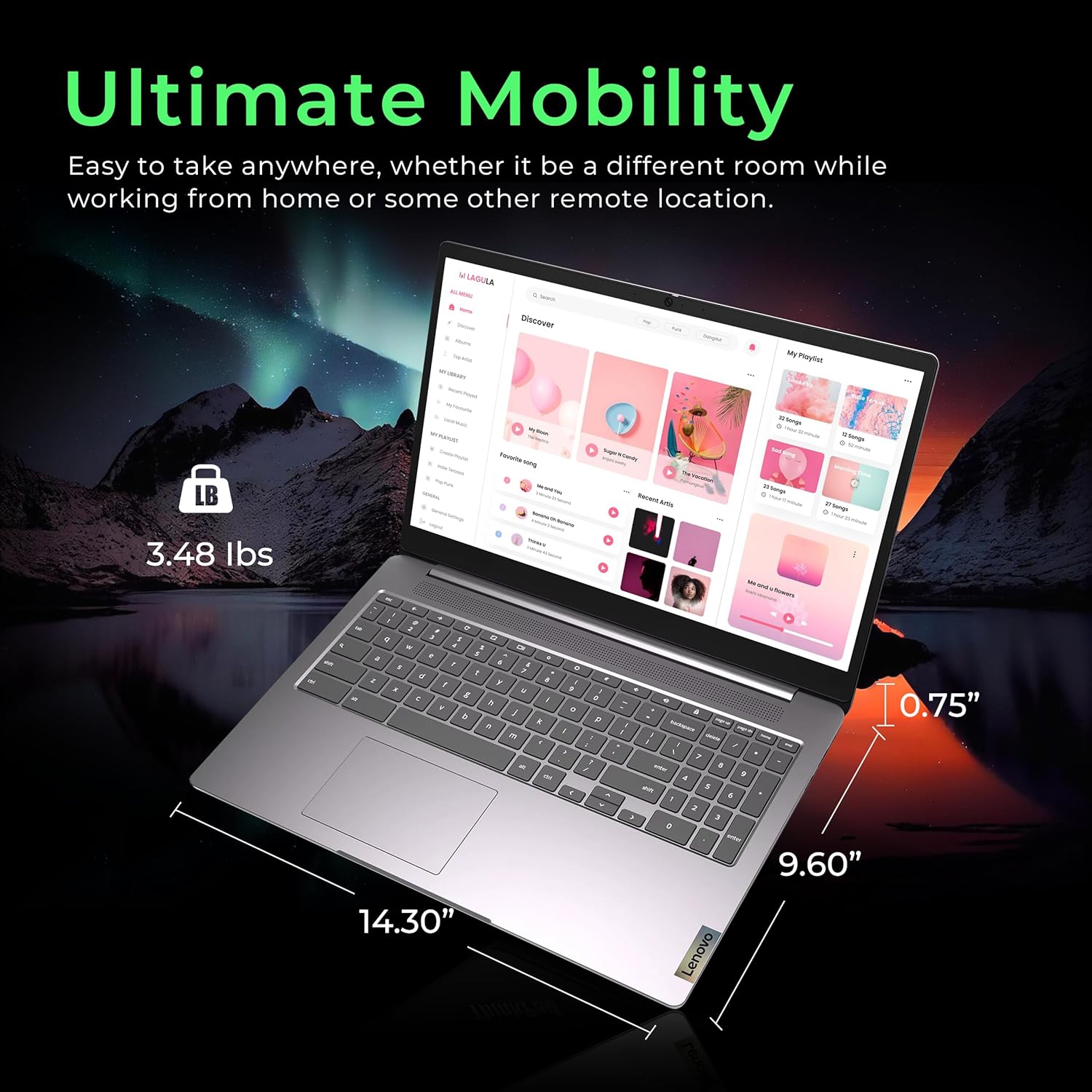 Lenovo IdeaPad 3 15.6" FHD Chromebook, Intel Celeron N4500, 224GB Storage(64GB eMMC+160GB Docking Station Set), 4GB RAM, Intel UHD Graphics, Num Pad,