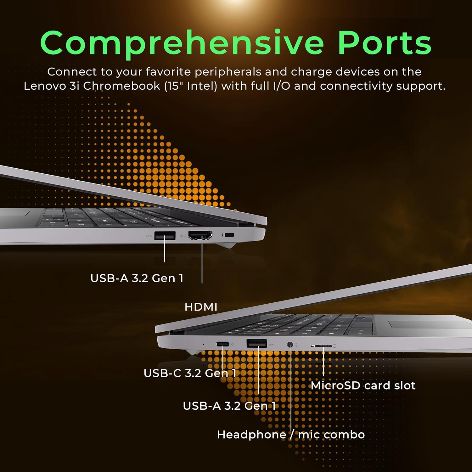 Lenovo IdeaPad 3 15.6" FHD Chromebook, Intel Celeron N4500, 224GB Storage(64GB eMMC+160GB Docking Station Set), 4GB RAM, Intel UHD Graphics, Num Pad,