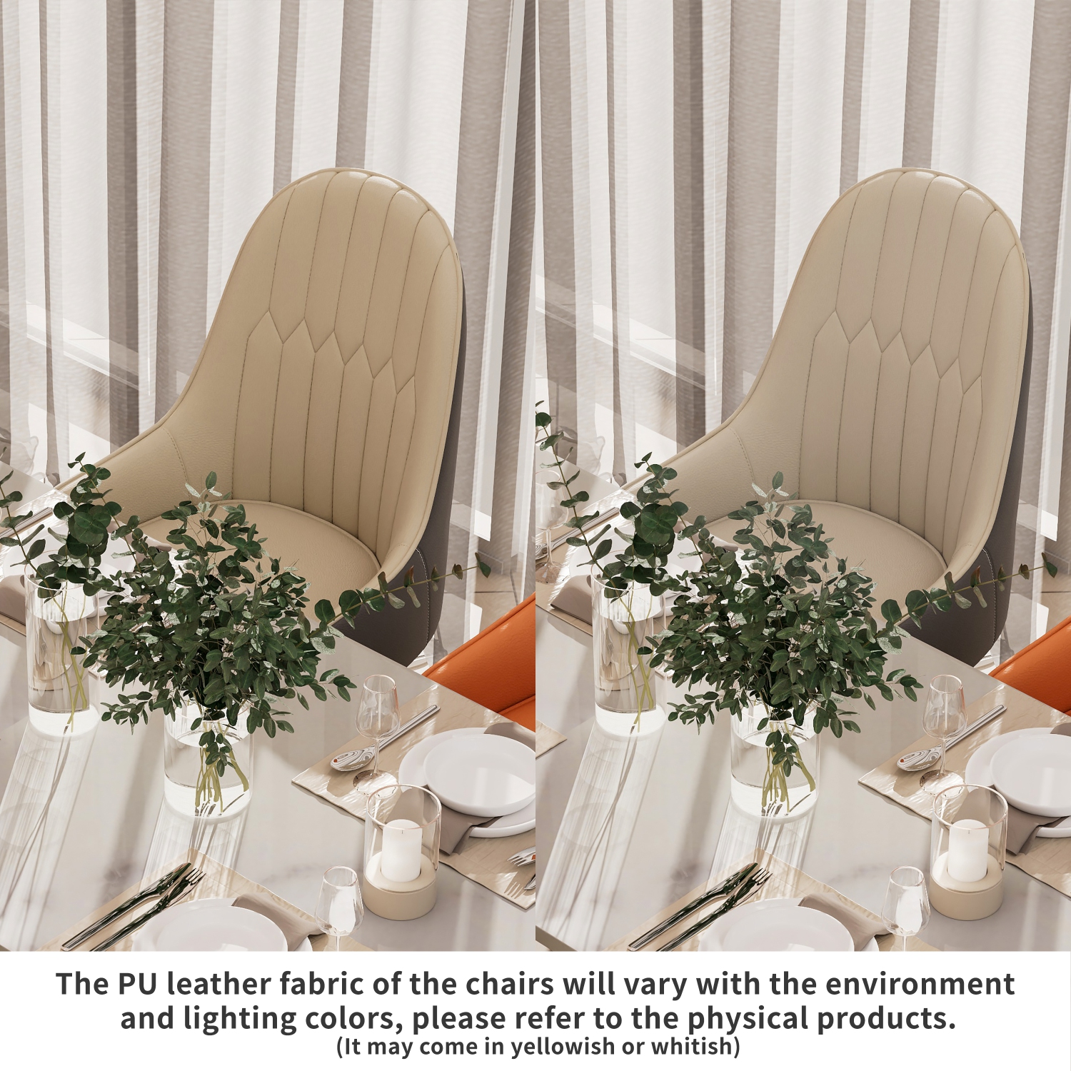 Upholstered Leather Dining Chairs:Set of 2 Luxury Dining Room Chair Living Room Accent Chairs with Softy Cushion Seat High Back Solid Legs for