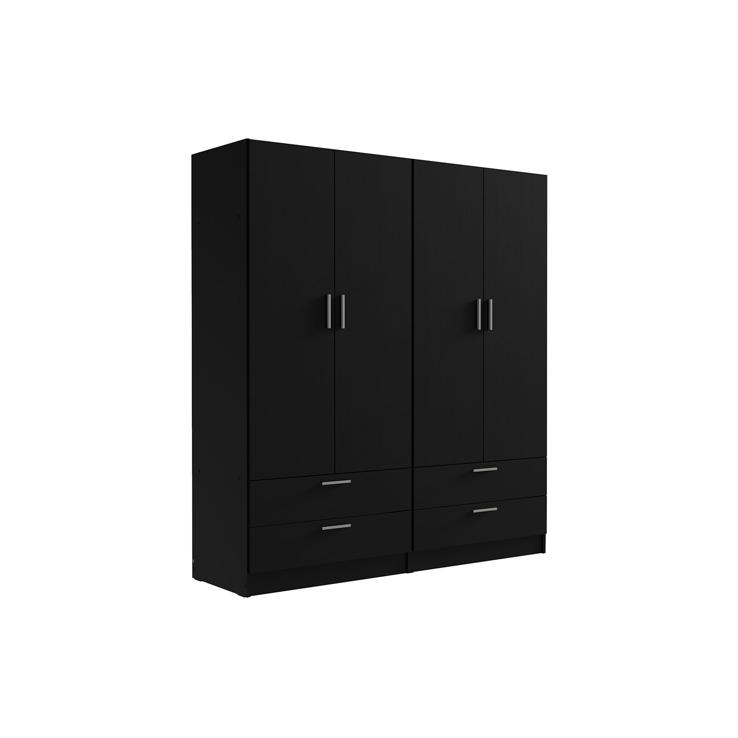 Armoire de rangement à 4 portes et 4 tiroirs Madesa avec tablettes et espace suspendu Armoire de rangement en bois de 63&nbsp;po de long pour chambre