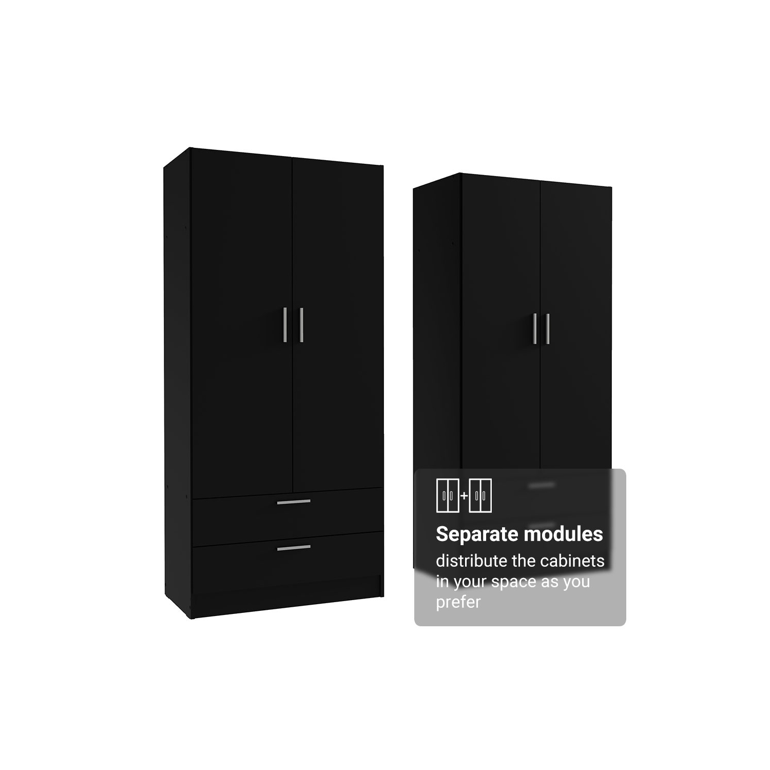 Armoire de rangement à 4 portes et 4 tiroirs Madesa avec tablettes et espace suspendu Armoire de rangement en bois de 63&nbsp;po de long pour chambre