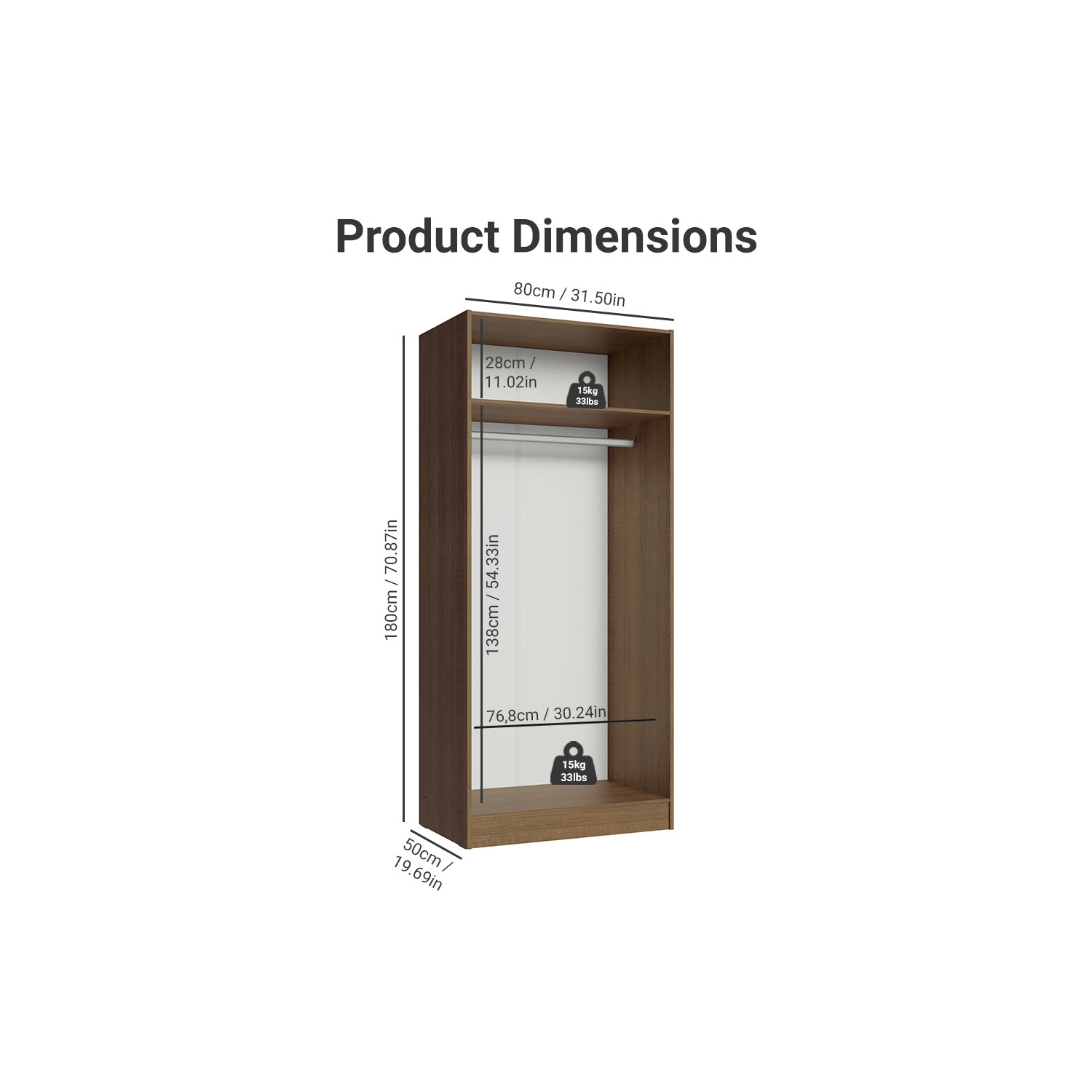 Armoire de rangement à 2 portes Madesa avec grande tablette 31&nbsp;po de long. Armoire tout-en-un. Entrée et unité d'organisation pour chambre -