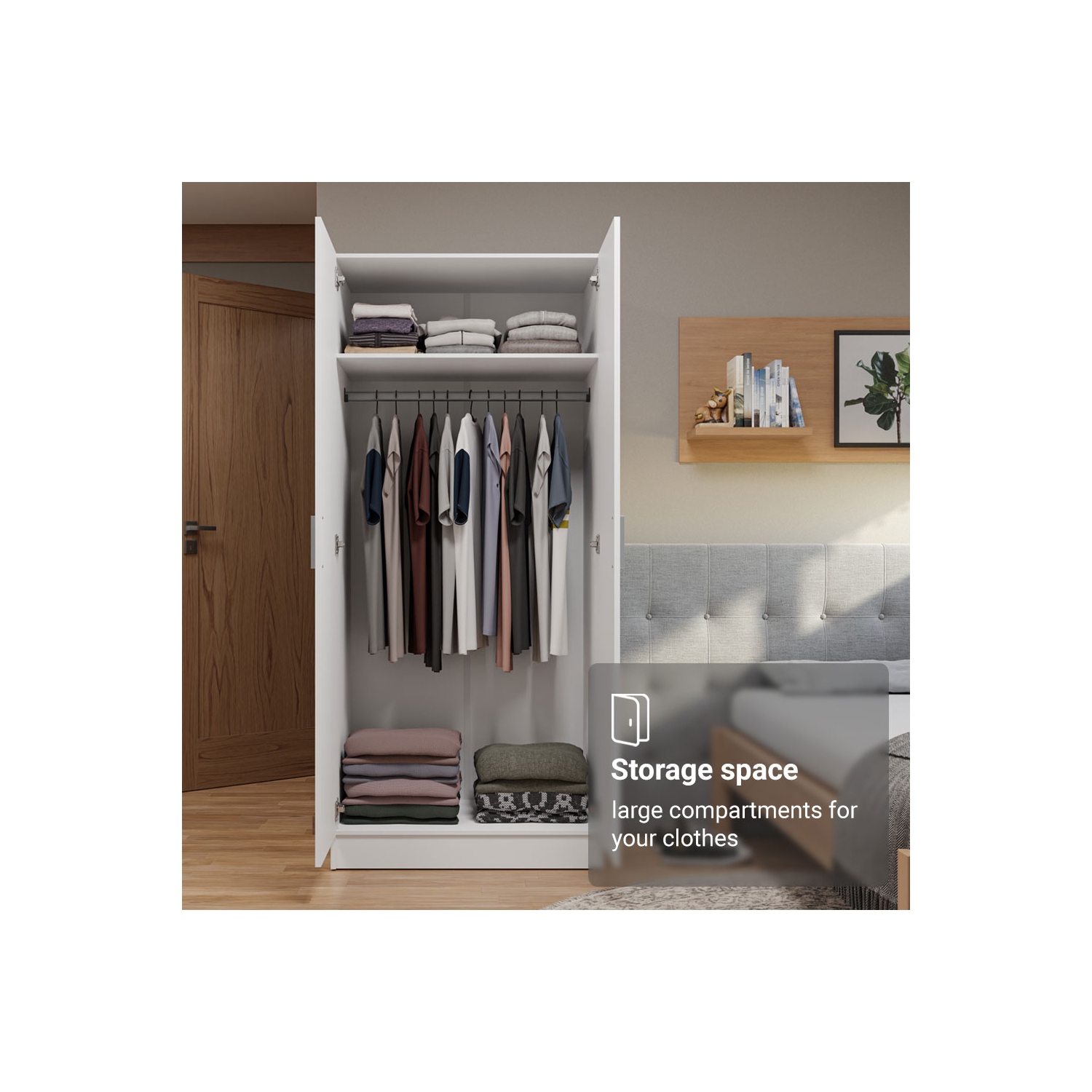 Madesa 2 Door Storage Cabinet with Ample Shelf Space 31"L Utility Armoire Closet Entryway and Bedroom Organization Unit - White