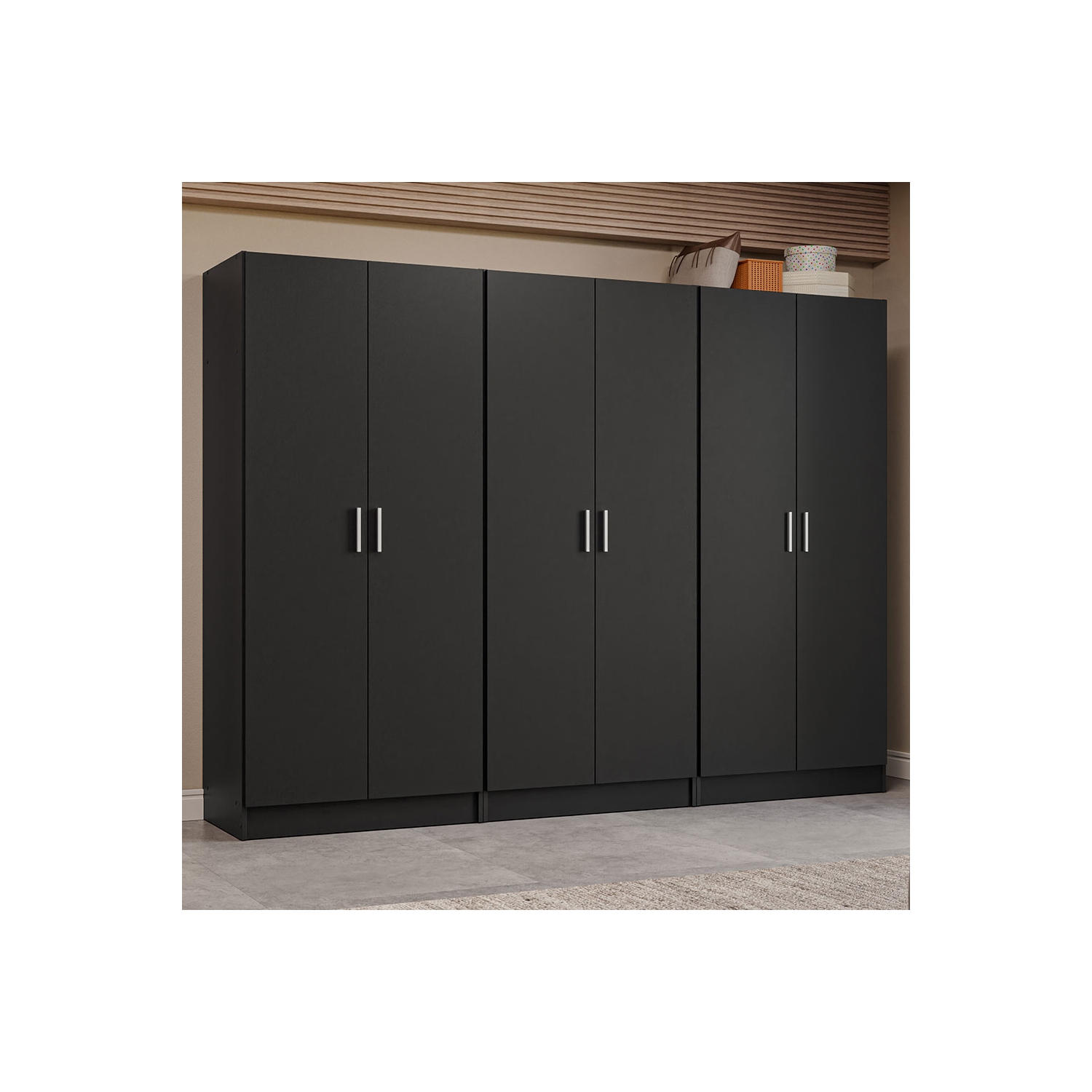 Armoire de rangement à 6 portes avec grandes tablettes et armoire tout usage de 94 po de long Madesa, entrée et unité d'organisation pour