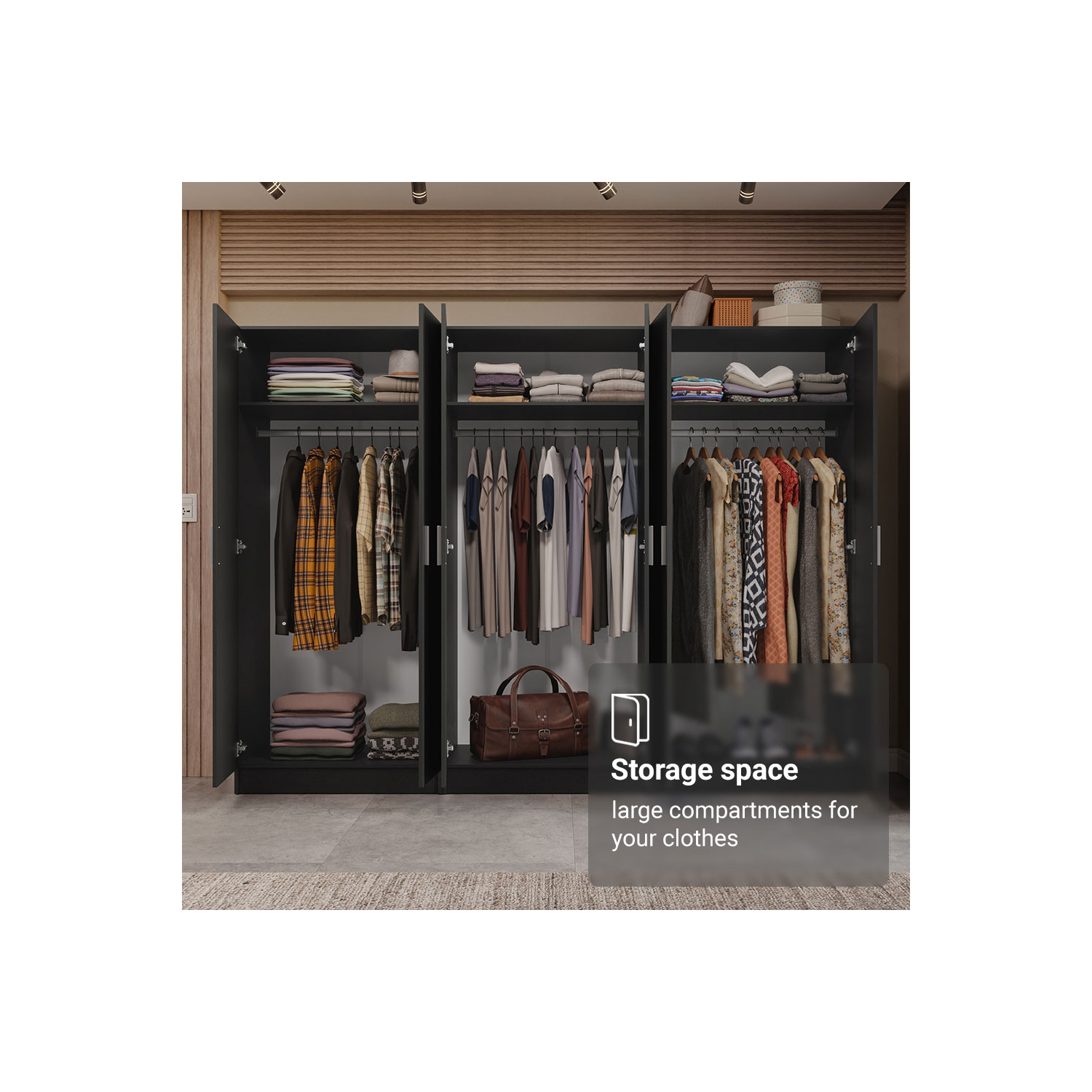 Armoire de rangement à 6 portes avec grandes tablettes et armoire tout usage de 94 po de long Madesa, entrée et unité d'organisation pour