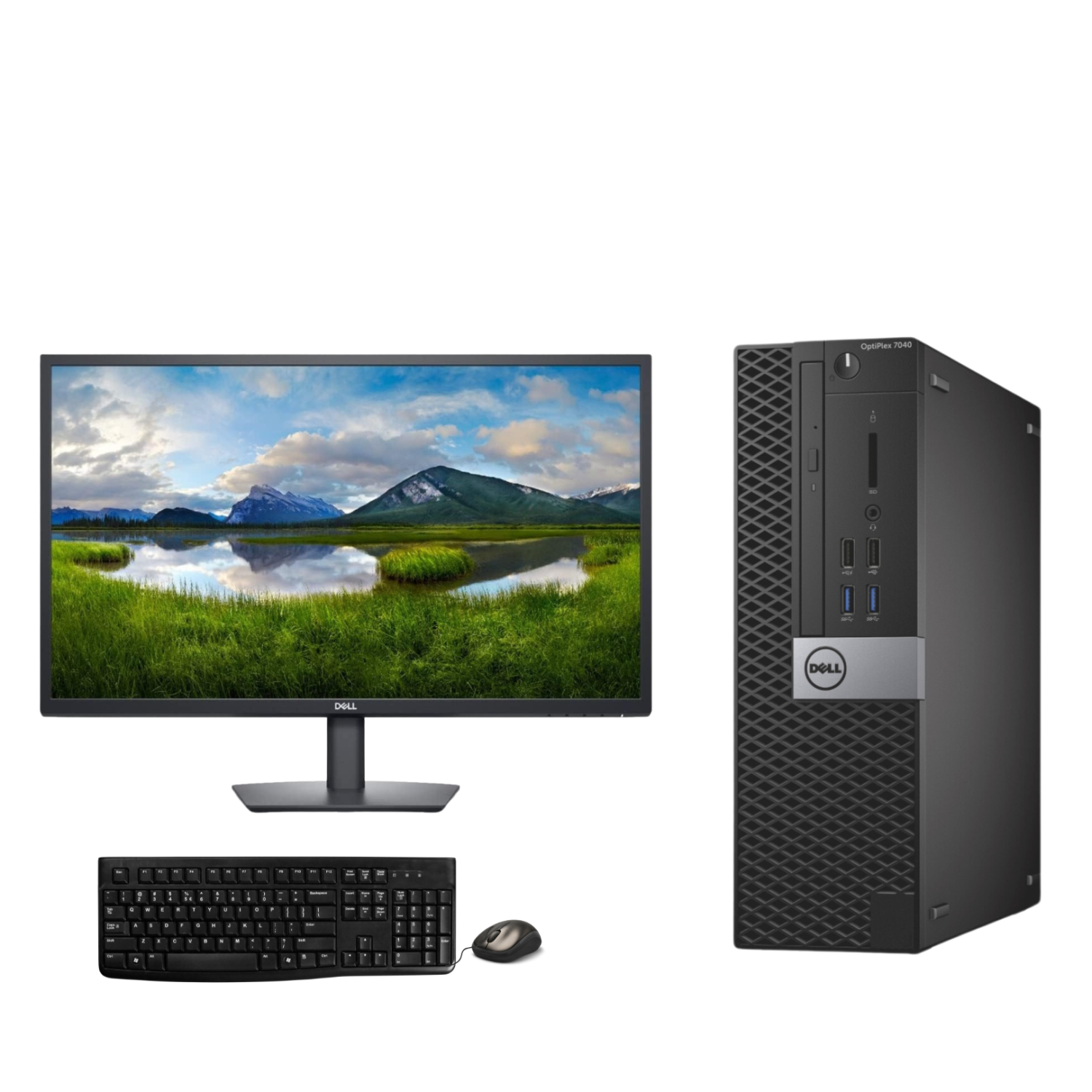 Refurbished (Good) - Dell OptiPlex 7050 SFF PC (i5, 16GB RAM, 256GB SSD, Win10 Pro) + Dell 24" E2422H Monitor w/ Keyboard & Mouse - Complete Business Desktop