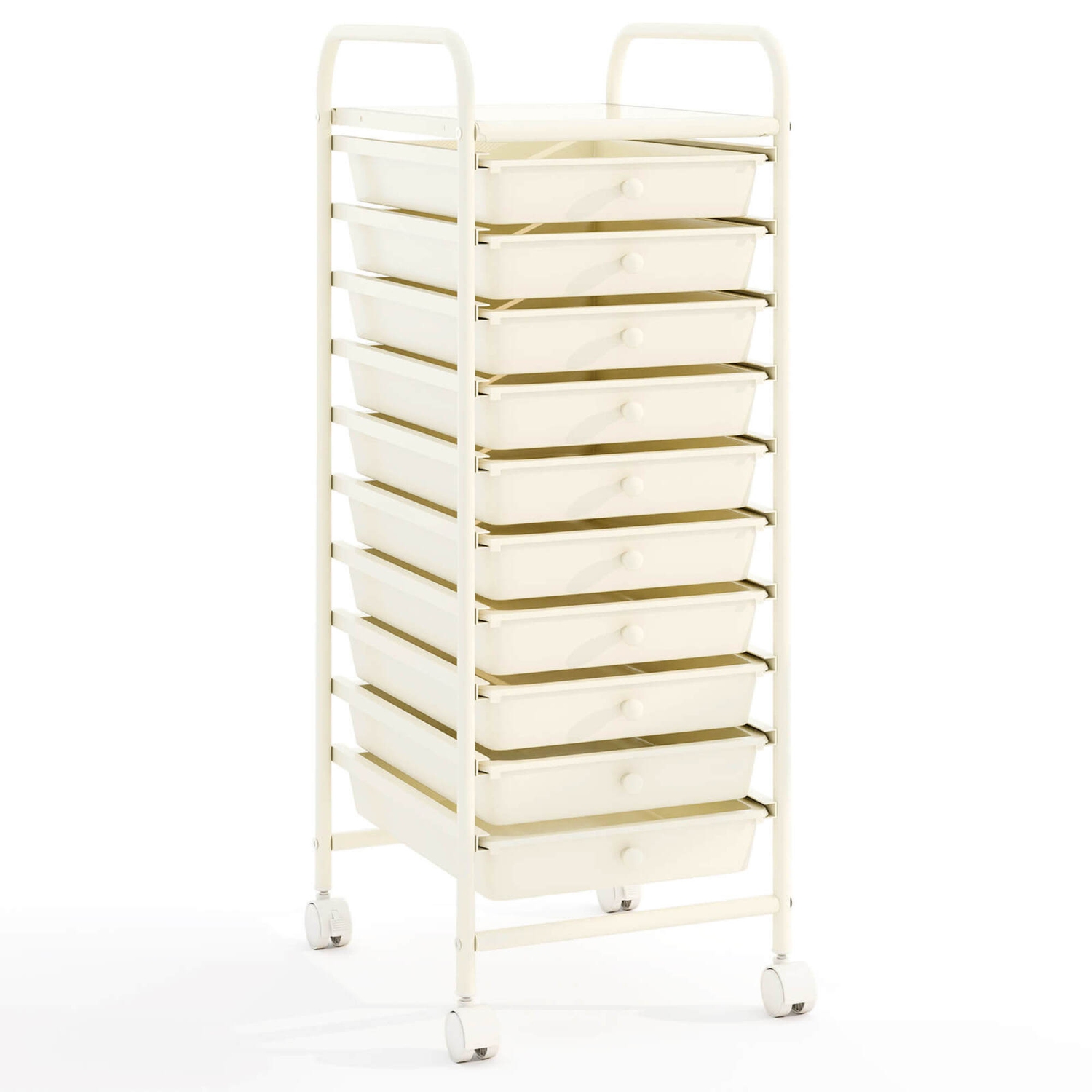 Costway 10 Drawer Rolling Storage Cart Scrapbook Paper Office School Organizer