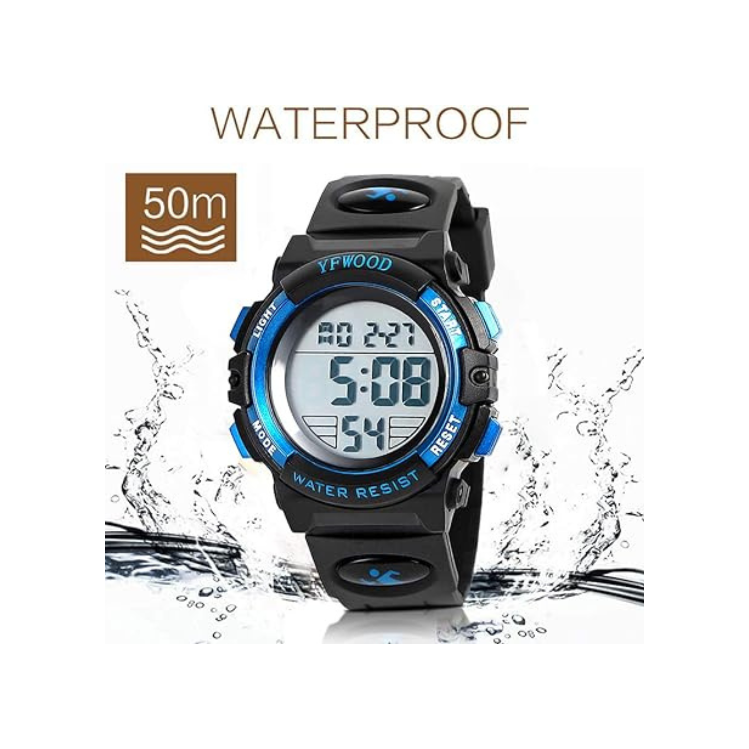 YFWOOD Kids Digital Watch Waterproof Outdoor Watches Children Casual Electronic Analog Quartz Wrist Watches with Silicone Band Luminous Alarm