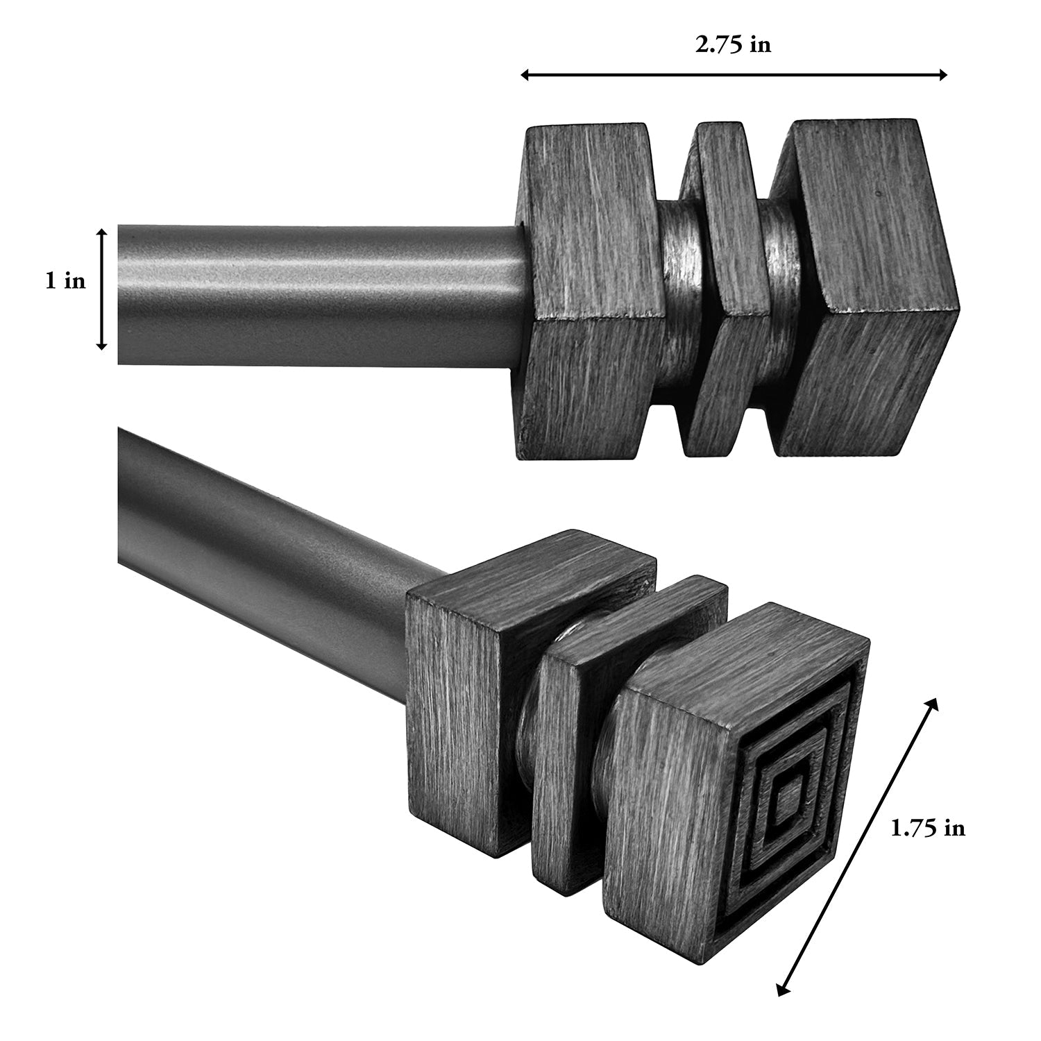 Versailles - Esencial Cleft Curtain Rod Set, Adjustable Length From 36" to 72", Antique Silver