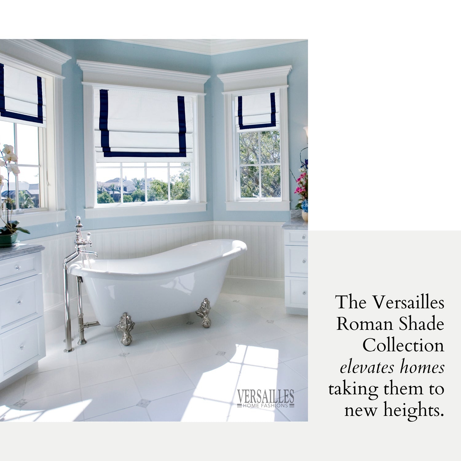 Versailles - Cordless Roman Shade, Valentina Collection, Darkening Fabric, 38" x 63", Blue