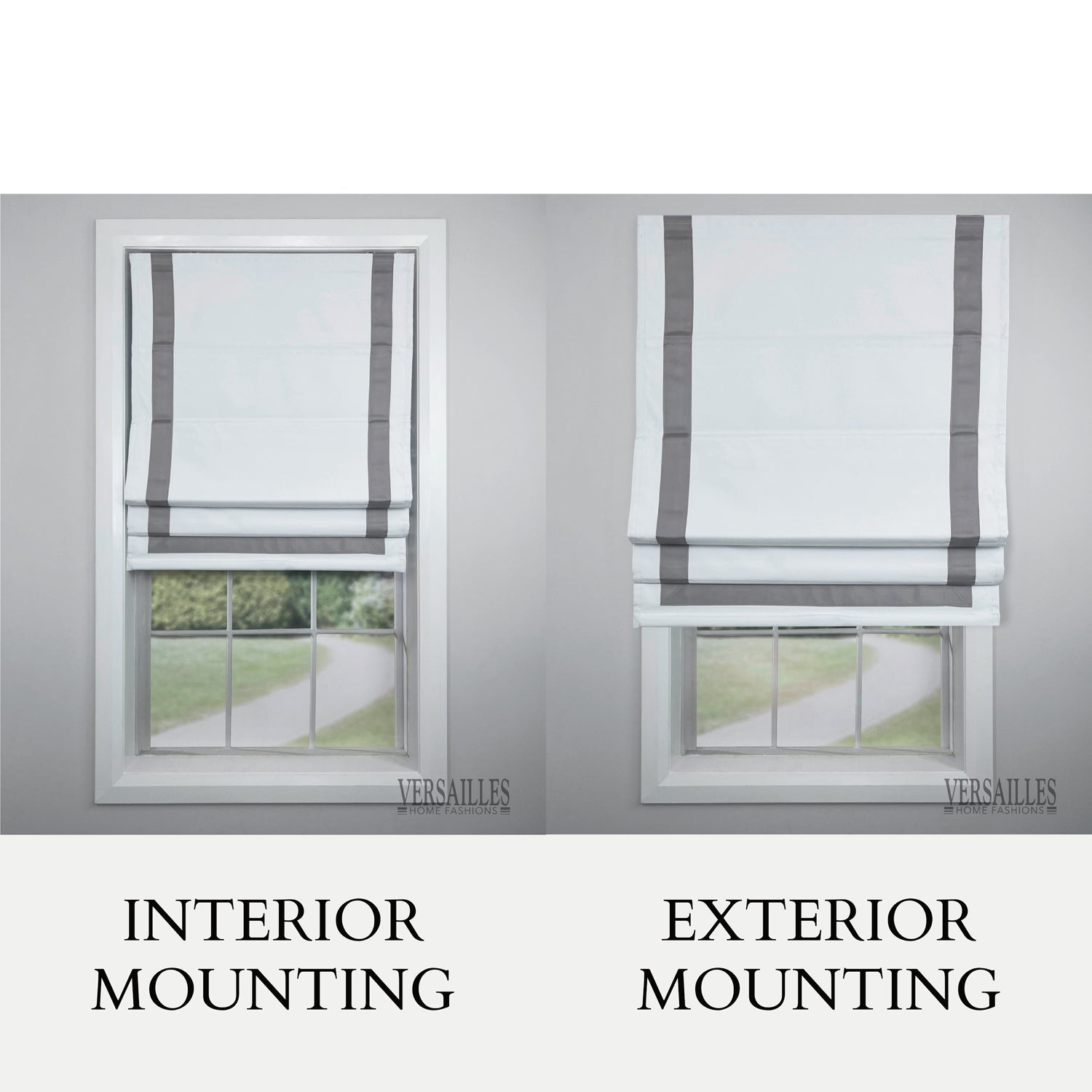 Versailles - Cordless Roman Shade, Valentina Collection, Darkening Fabric, 38" x 63", Grey