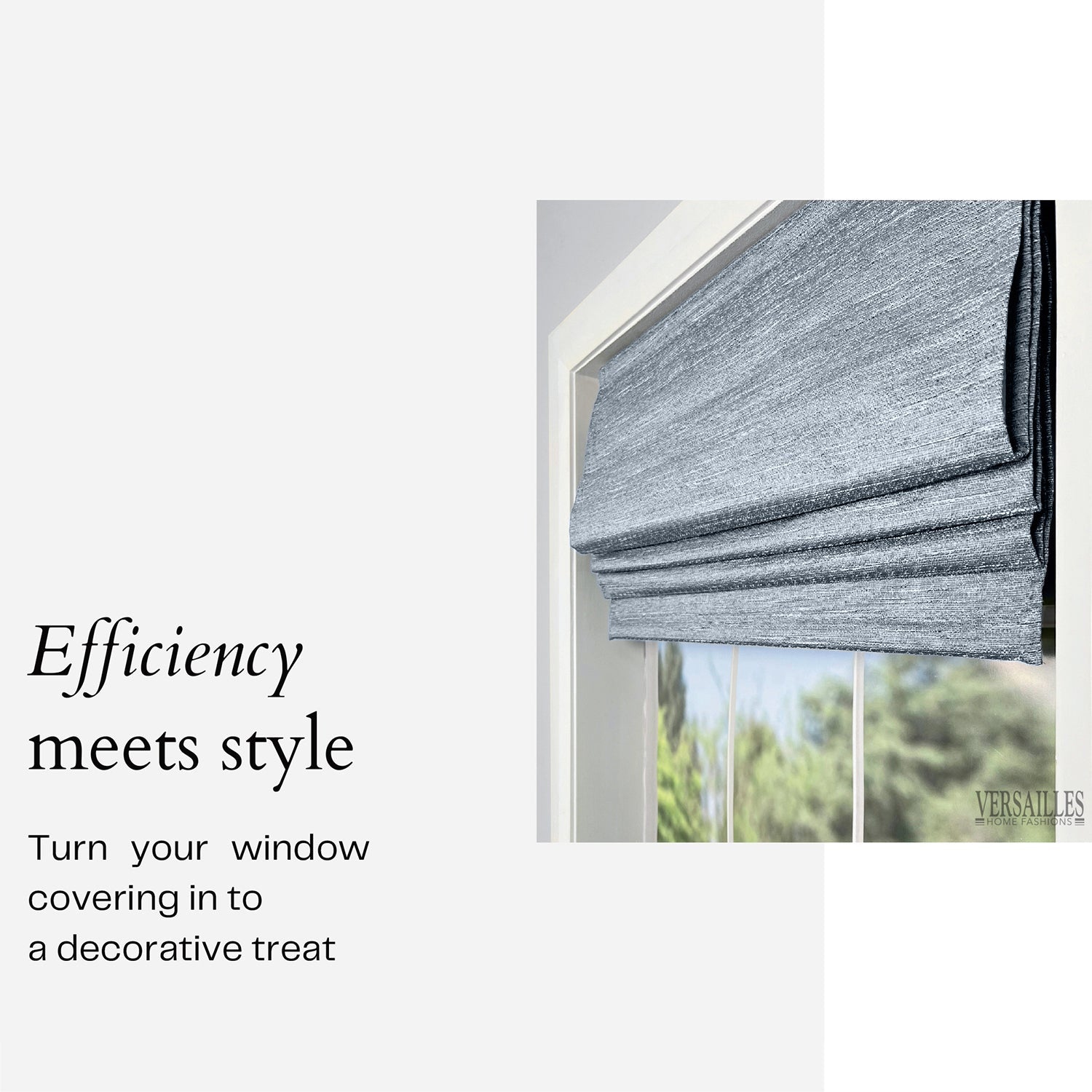 Versailles - Cordless Roman Shade, Caesar Collection, Room Darkening Fabric, 30" x 63", Light Grey