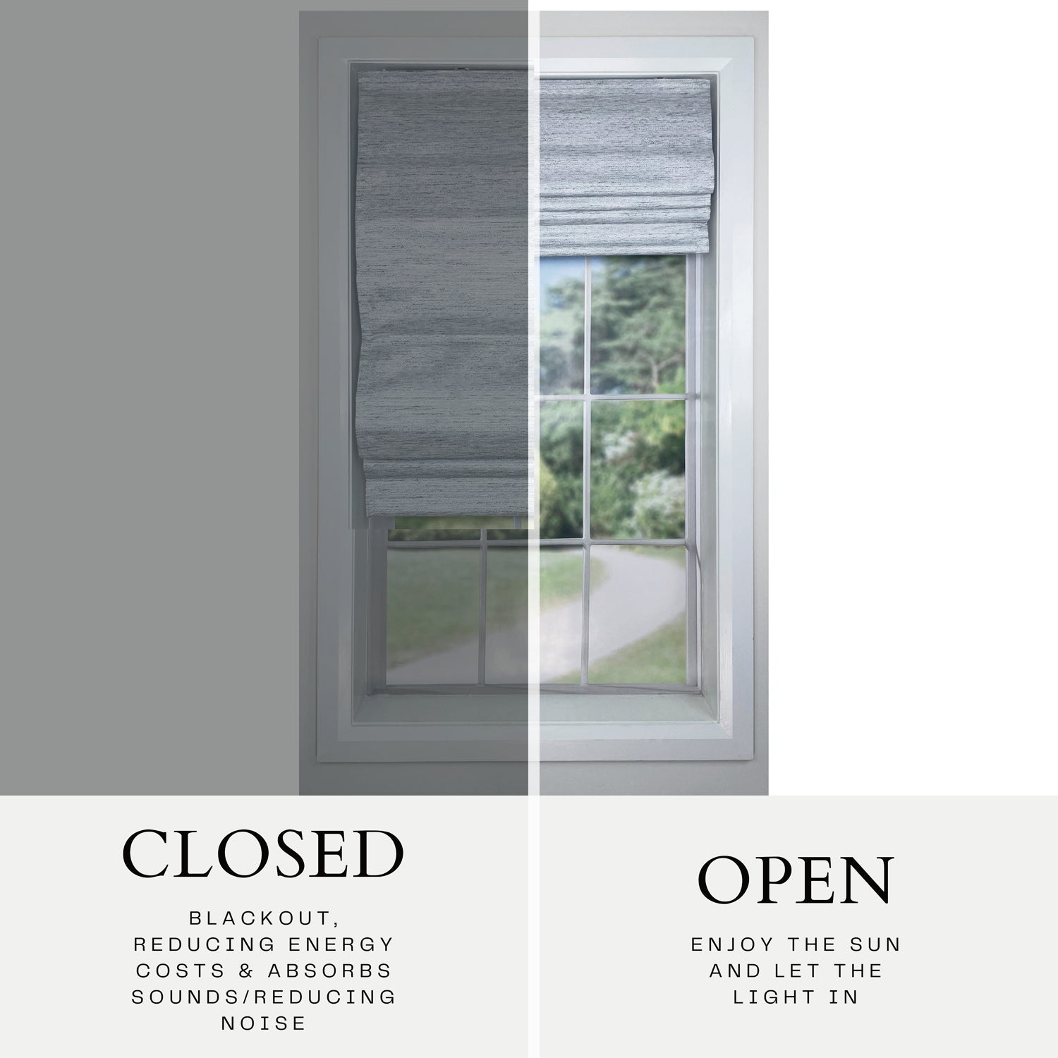 Versailles - Cordless Roman Shade, Caesar Collection, Room Darkening Fabric, 30" x 63", Light Grey