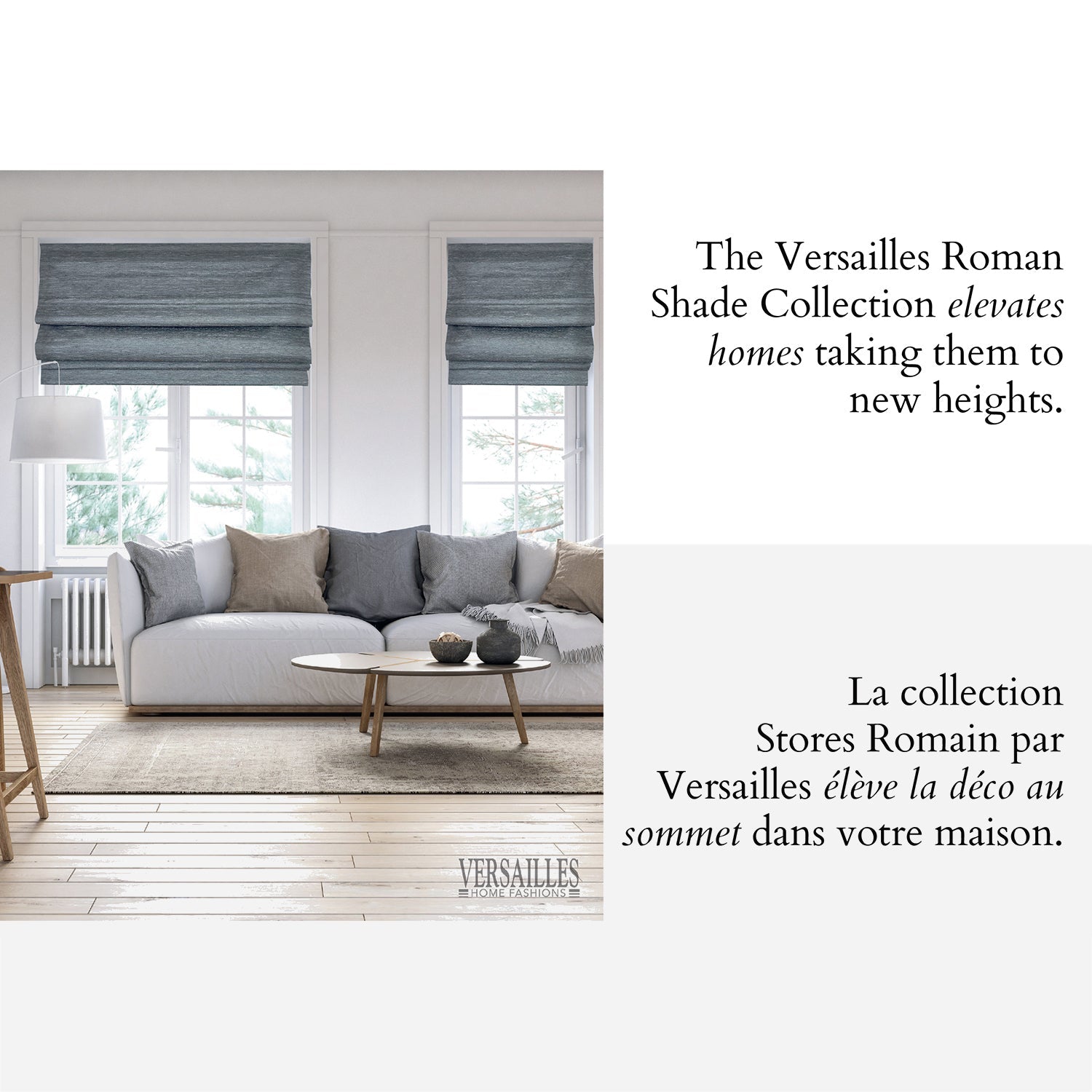 Versailles - Cordless Roman Shade, Caesar Collection, Room Darkening Fabric, 27" x 63", Dark Grey