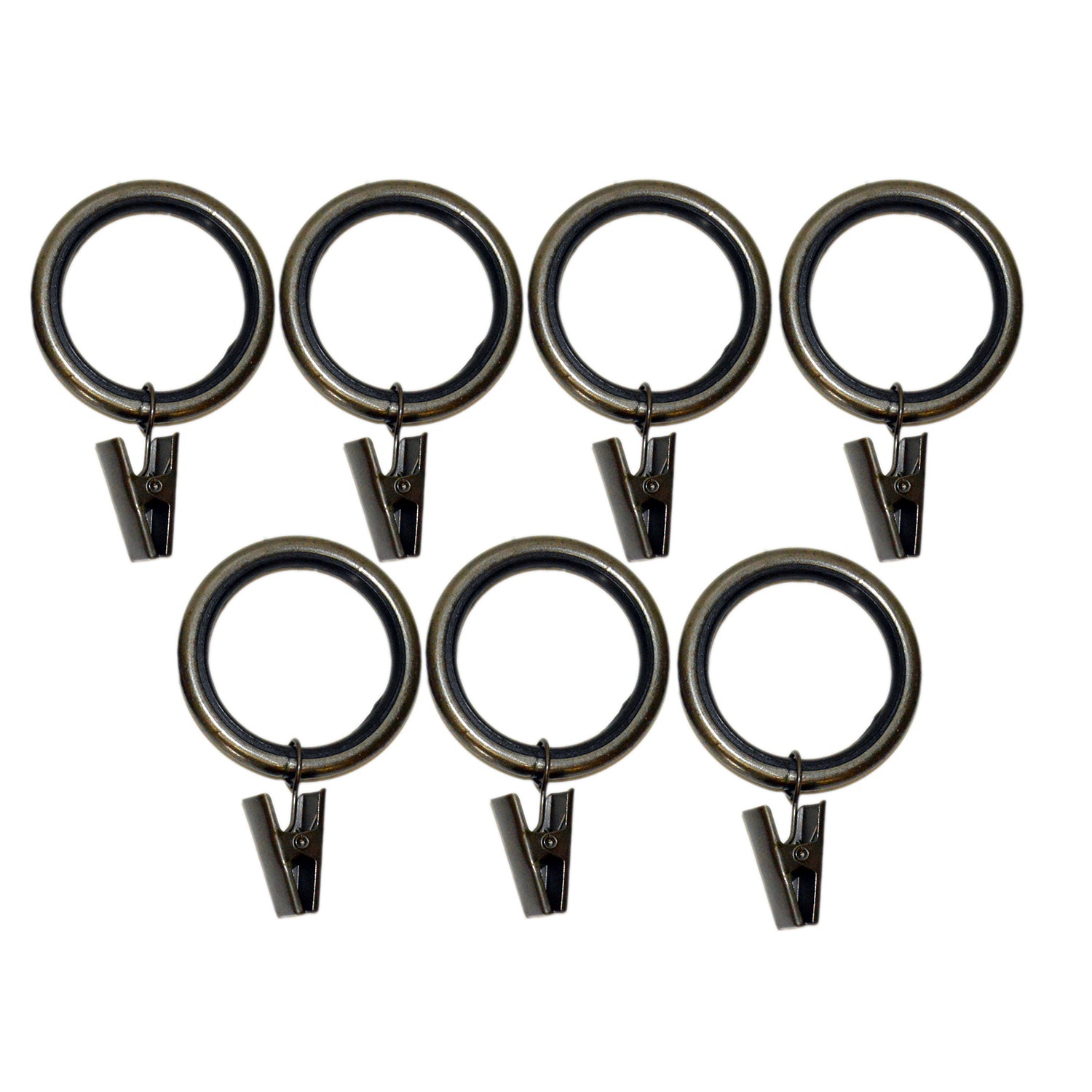Versailles - Set of 7 Curtain Clip Rings with Nylon Lining, Silent Glide, Brass
