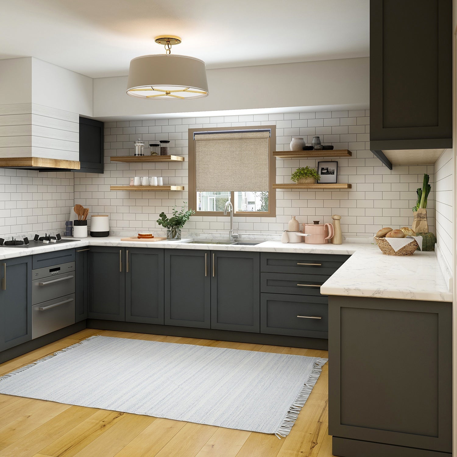 Versailles – Store à rouleau sans cordon, collection Marcellus, fermeture douce, 48 x 72 po, beige