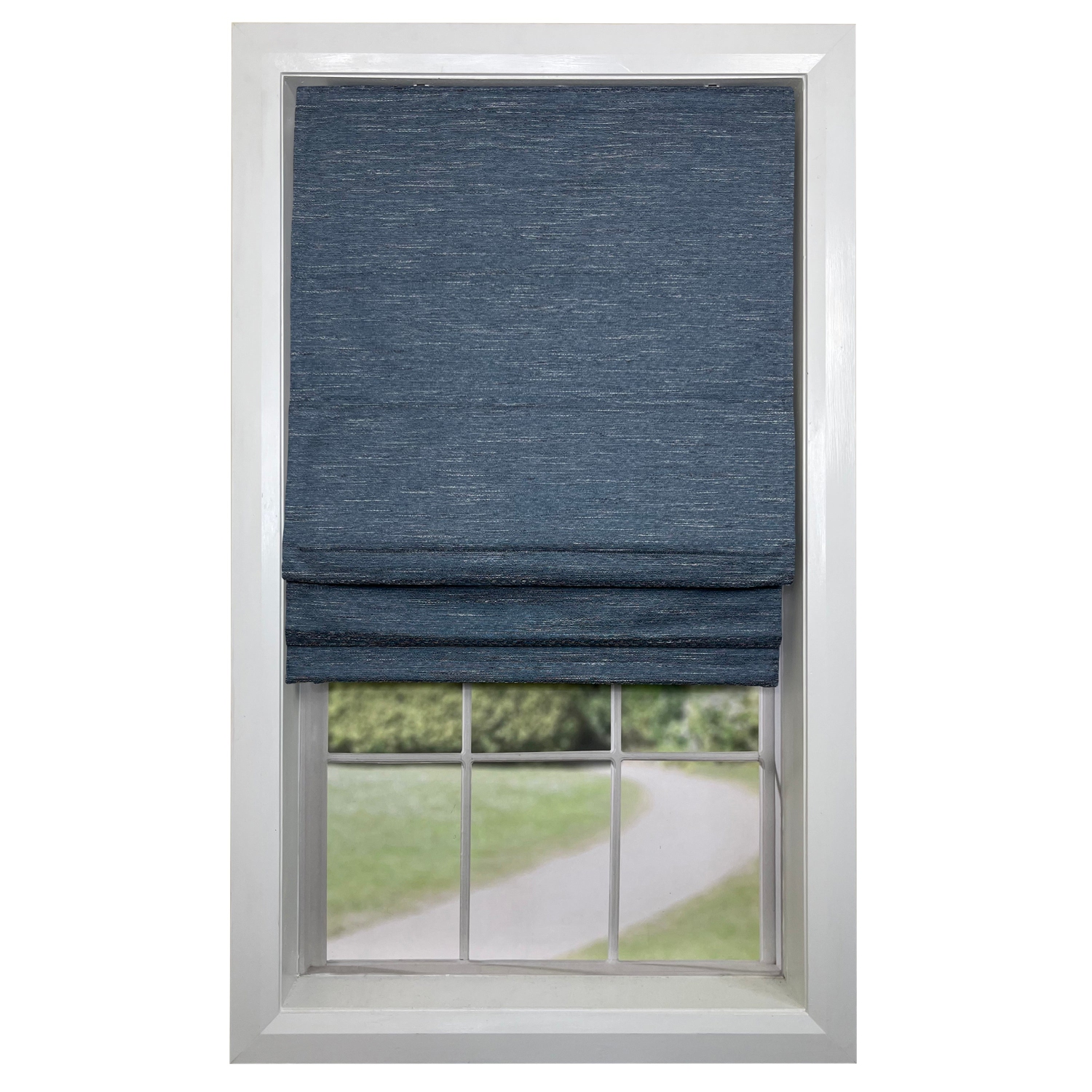Versailles - Cordless Roman Shade, Caesar Collection, Room Darkening Fabric, 36" x 63", Blue