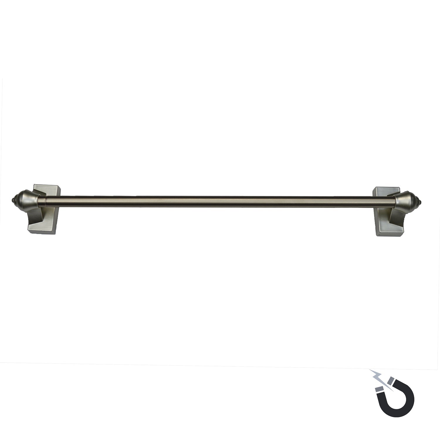 Versailles - Magnetic Curtain Rod, Adjustable Length from 15" to 28", Super Hold, Pewter