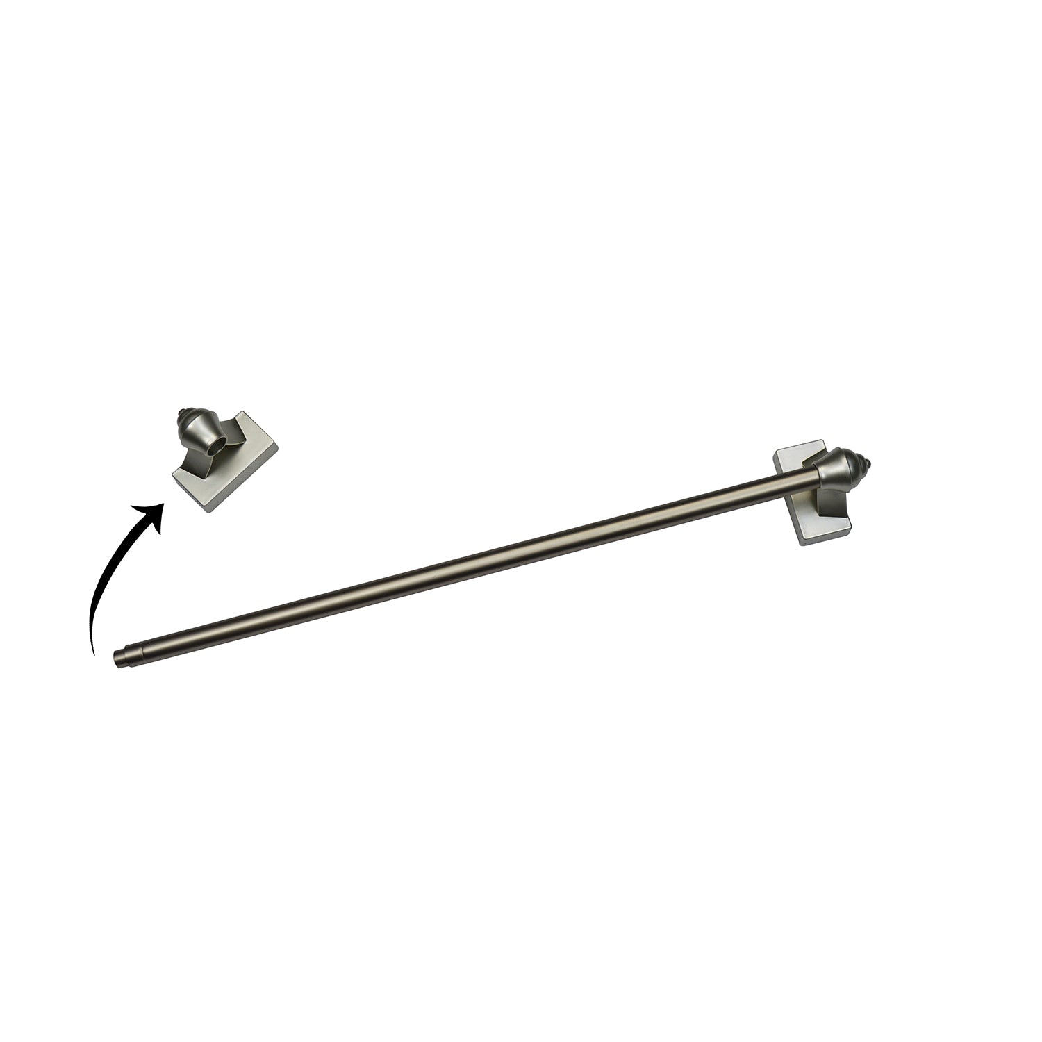 Versailles - Magnetic Curtain Rod, Adjustable Length from 15" to 28", Super Hold, Pewter