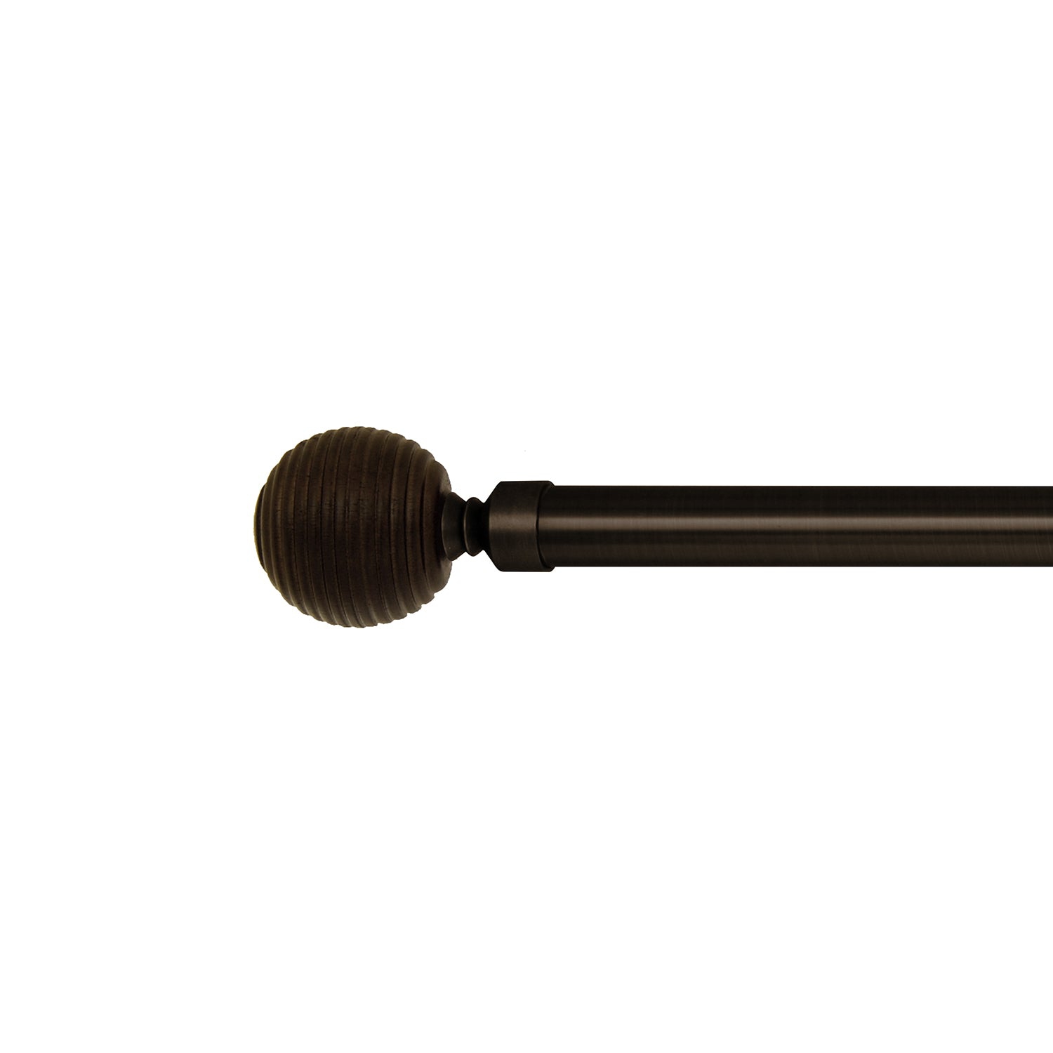 Versailles - Vivendi Ribbed Ball Curtain Rod Set, Adjustable Length from 36" to 66", Brown